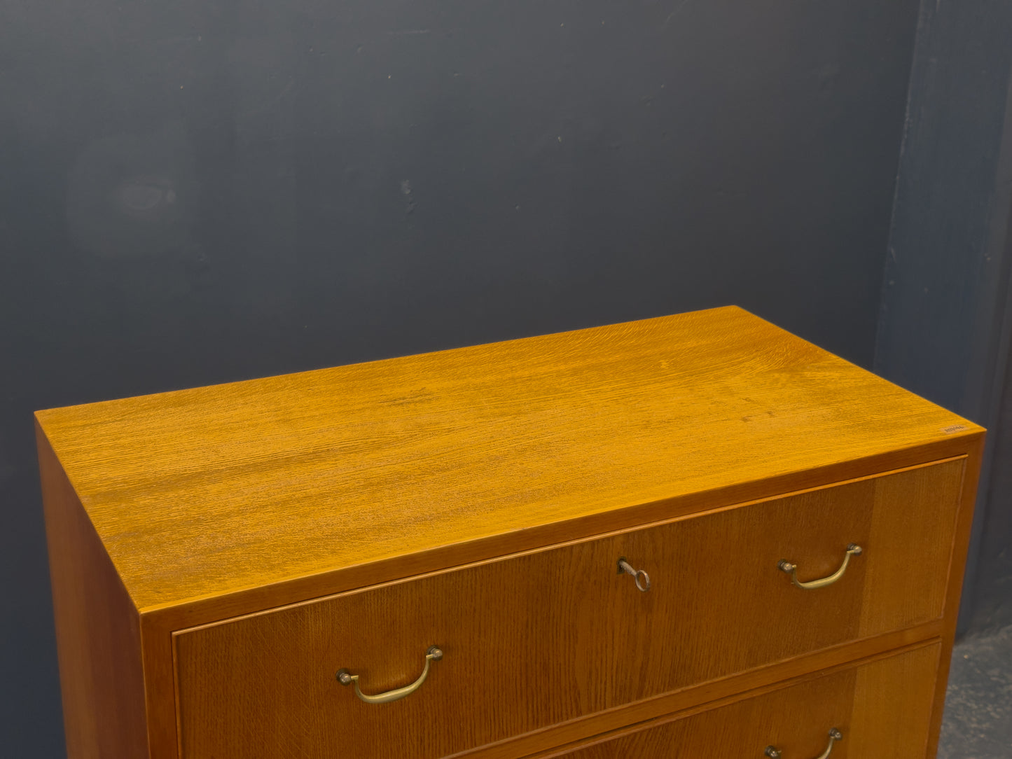 Oak Chest of Drawers with Brass Handles