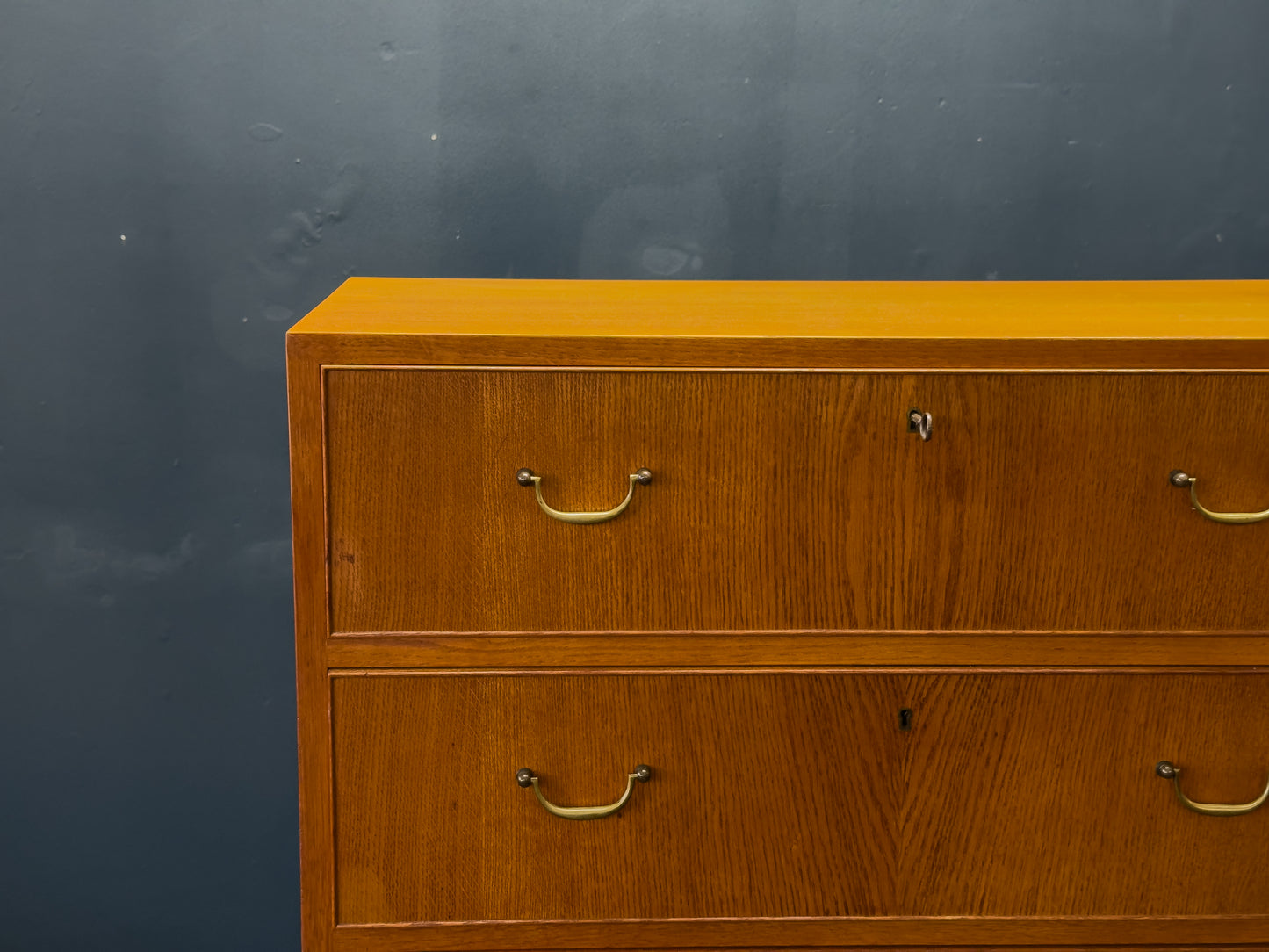 Oak Chest of Drawers with Brass Handles