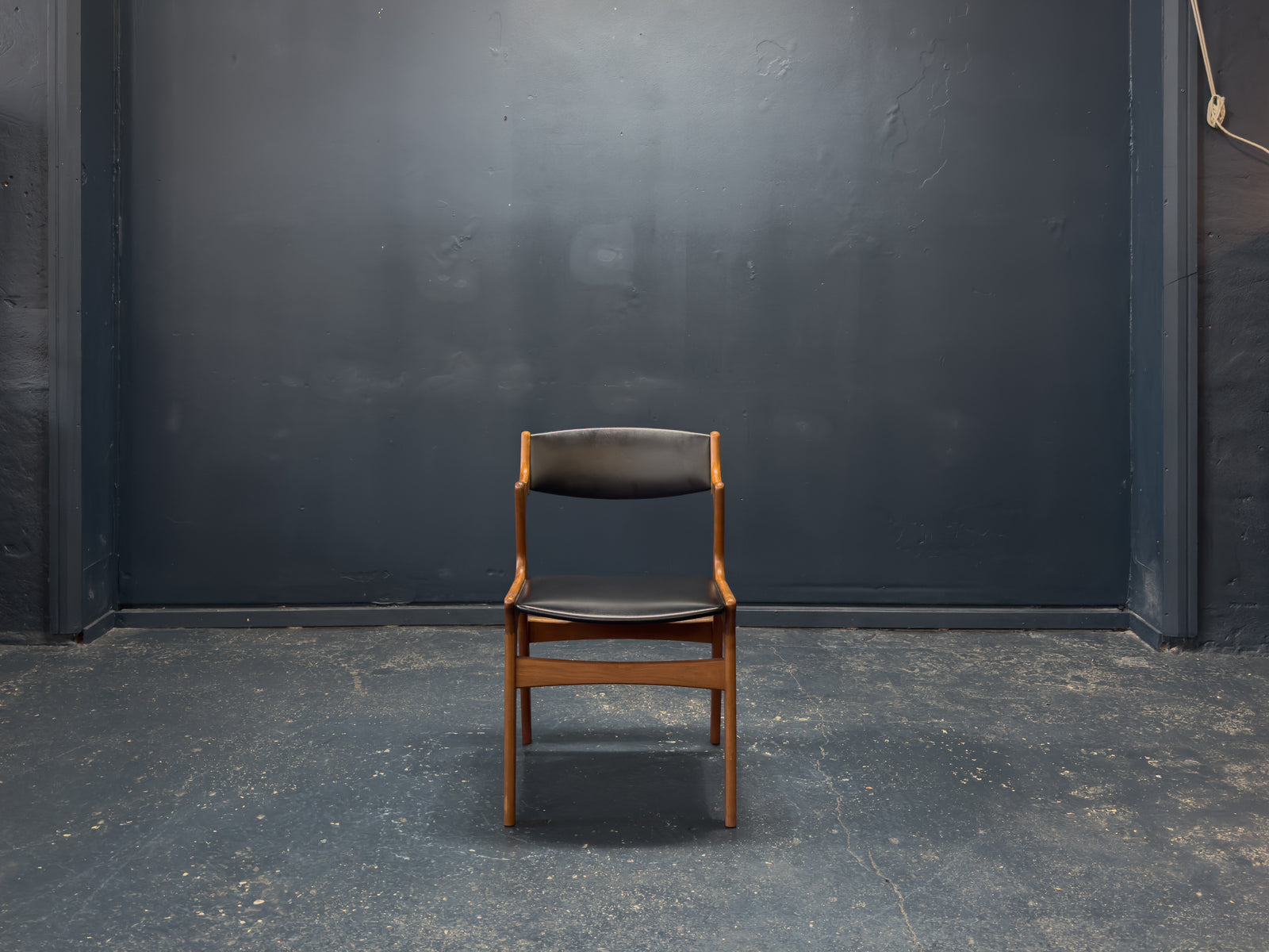 Nova Møbler Teak and Black Leather Dining Chair