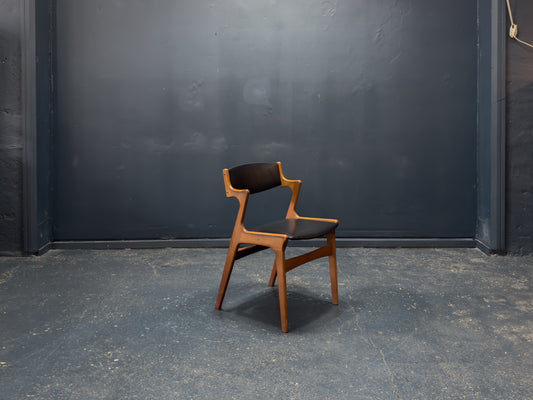 Nova Møbler Teak and Black Leather Dining Chair