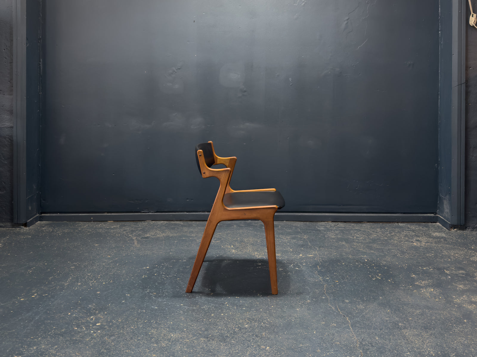 Nova Møbler Teak and Black Leather Dining Chair