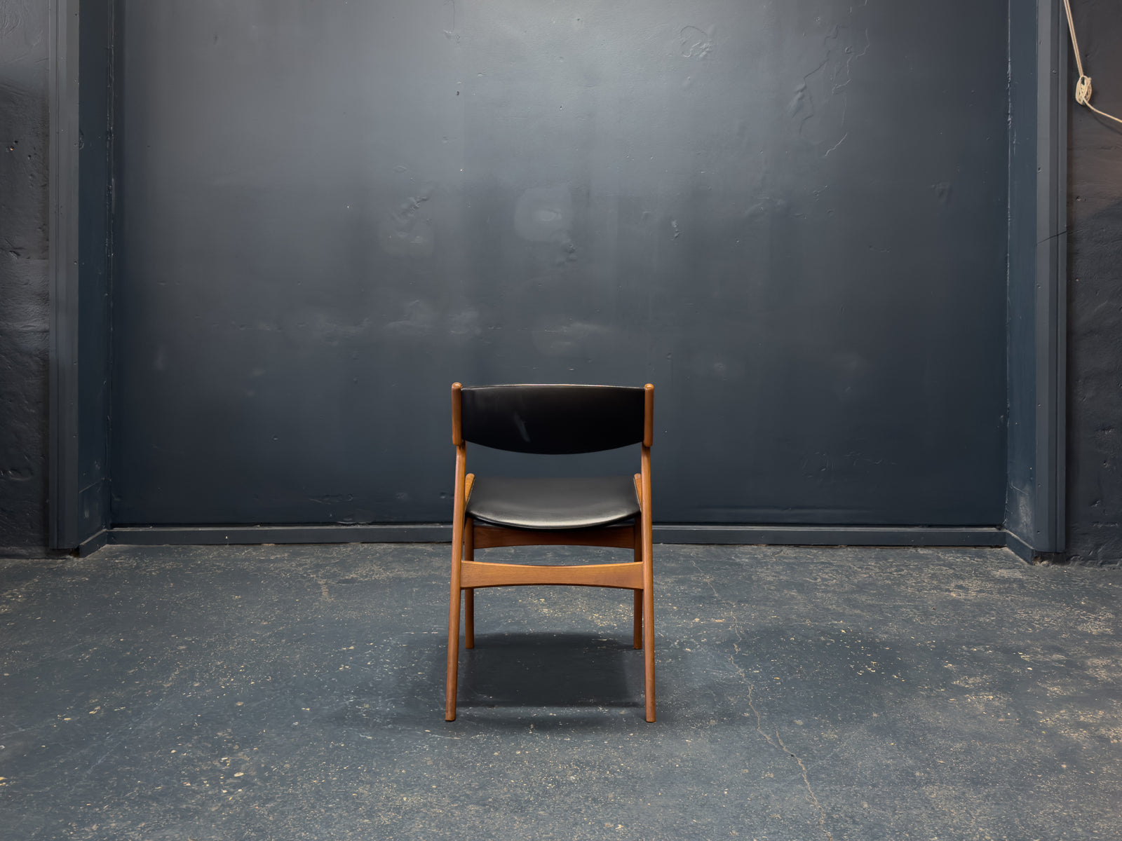 Nova Møbler Teak and Black Leather Dining Chair