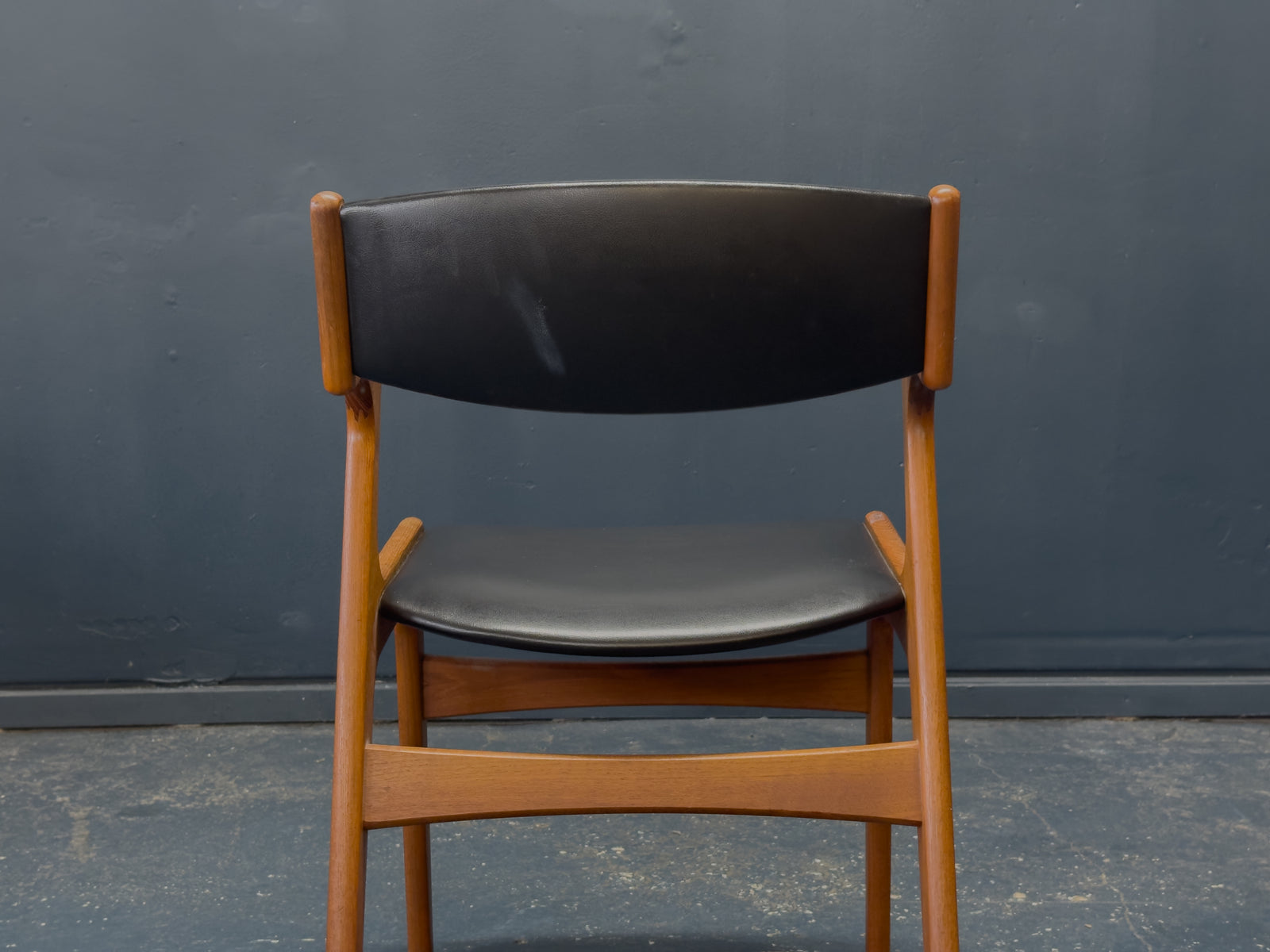 Nova Møbler Teak and Black Leather Dining Chair