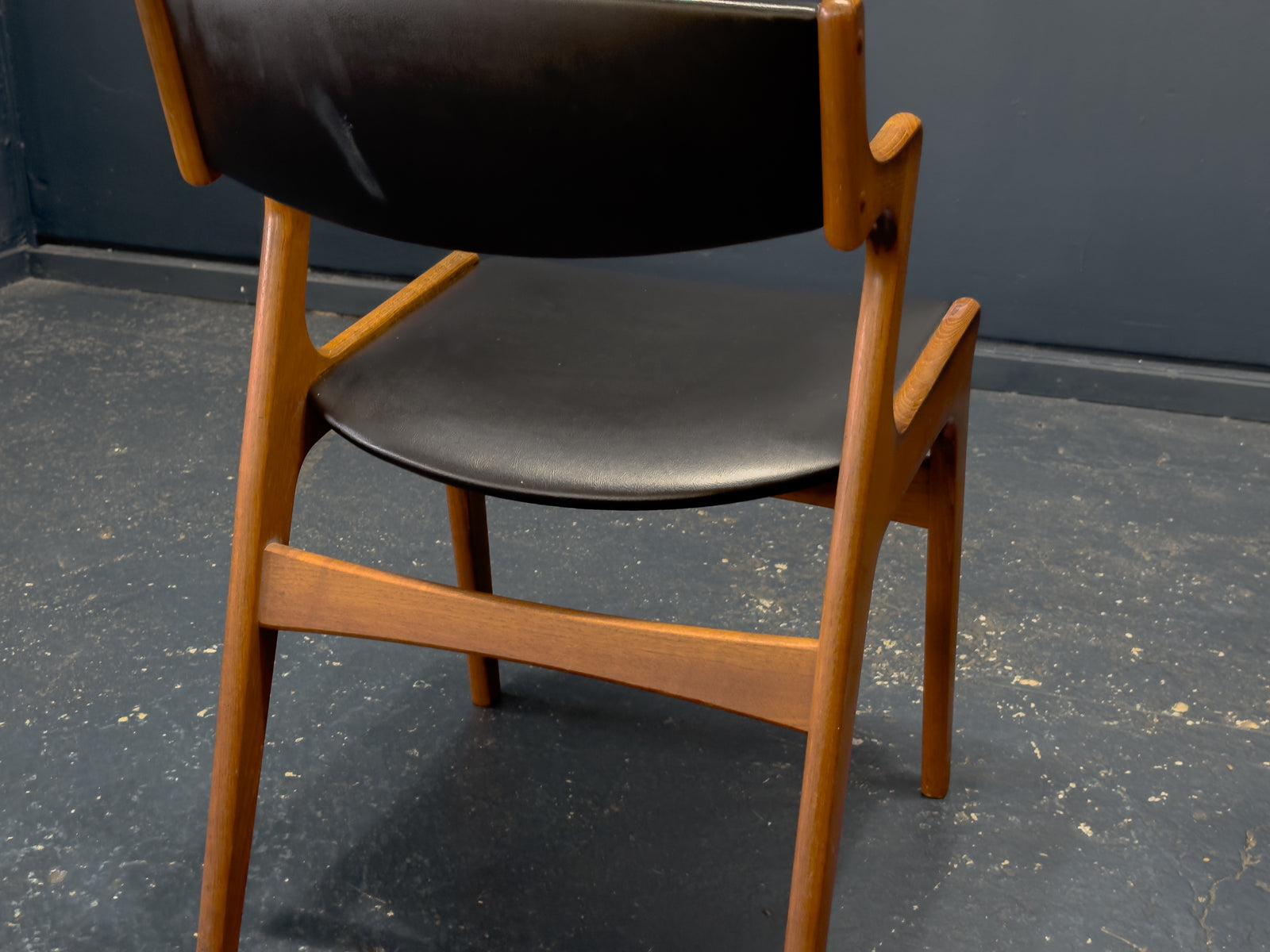 Nova Møbler Teak and Black Leather Dining Chair