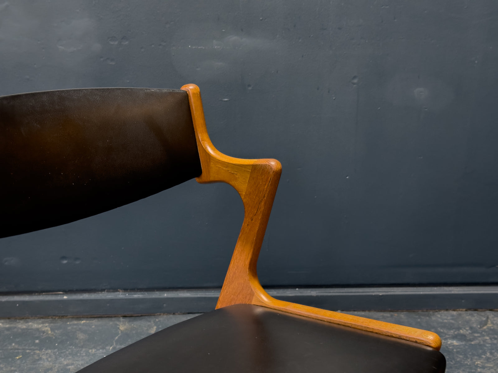 Nova Møbler Teak and Black Leather Dining Chair