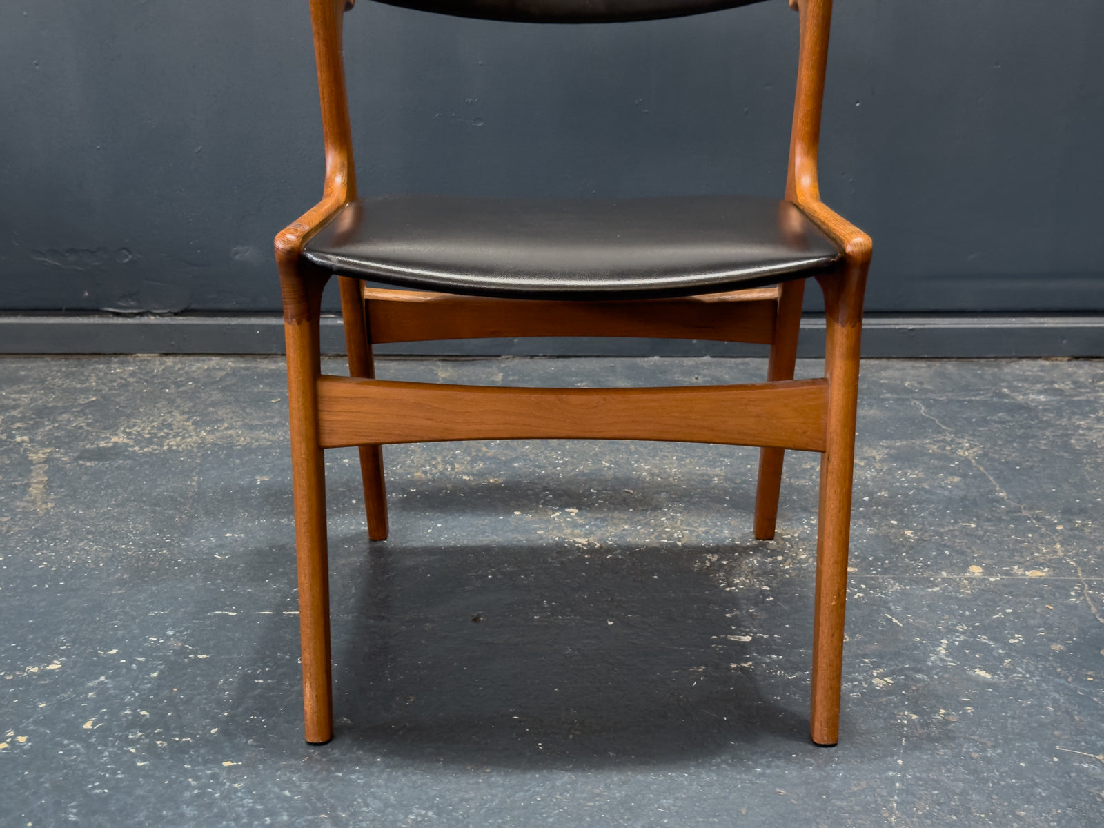 Nova Møbler Teak and Black Leather Dining Chair