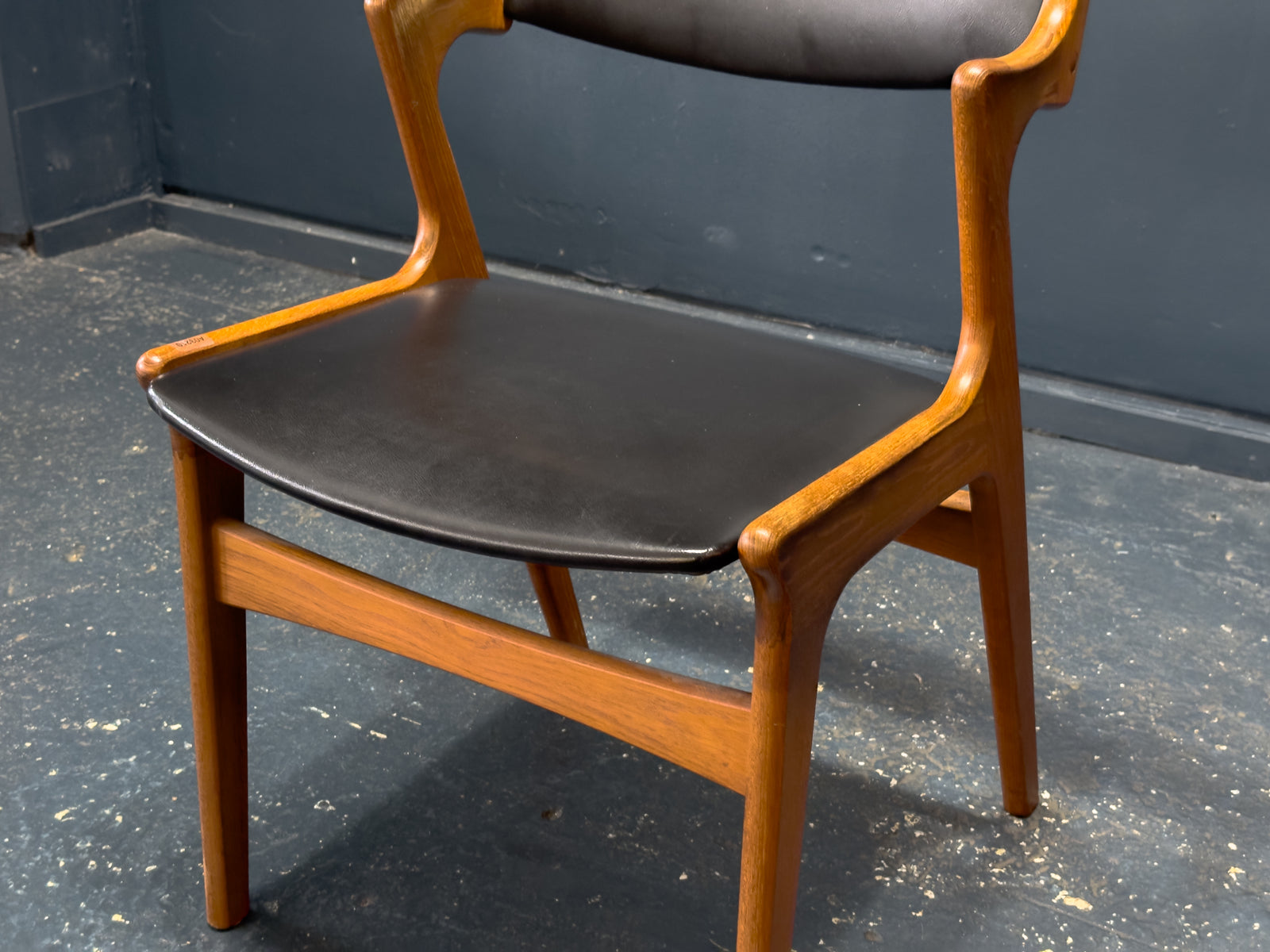 Nova Møbler Teak and Black Leather Dining Chair