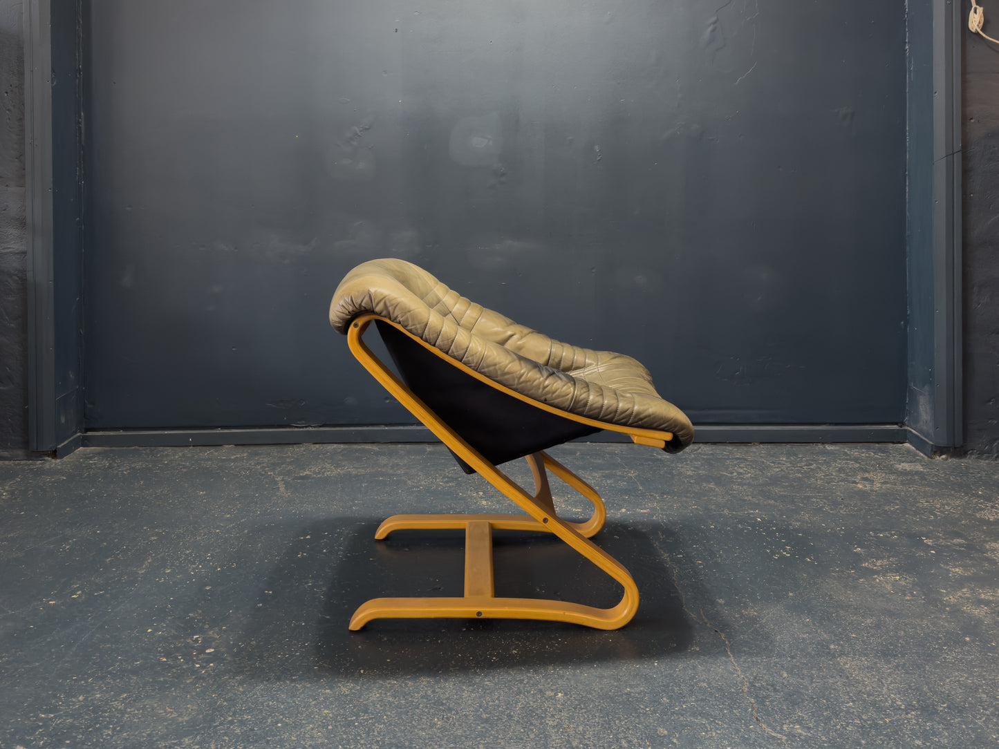 Birch and Green Leather Armchair