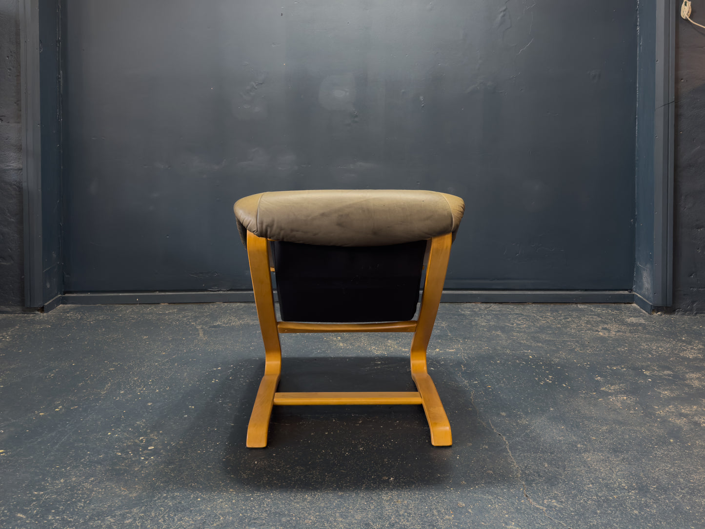 Birch and Green Leather Armchair