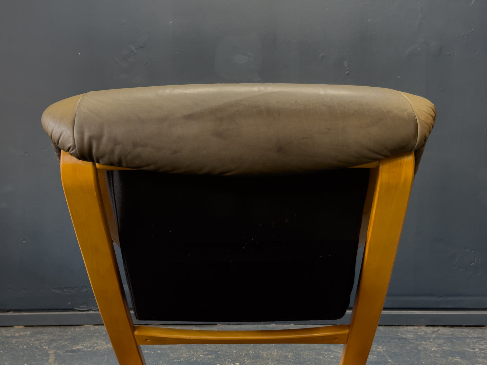 Birch and Green Leather Armchair