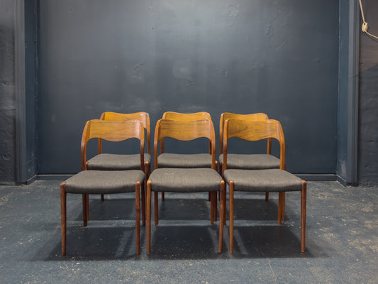 Set of 6 Niels Otto Møller Model 71 Rosewood Dining Chairs