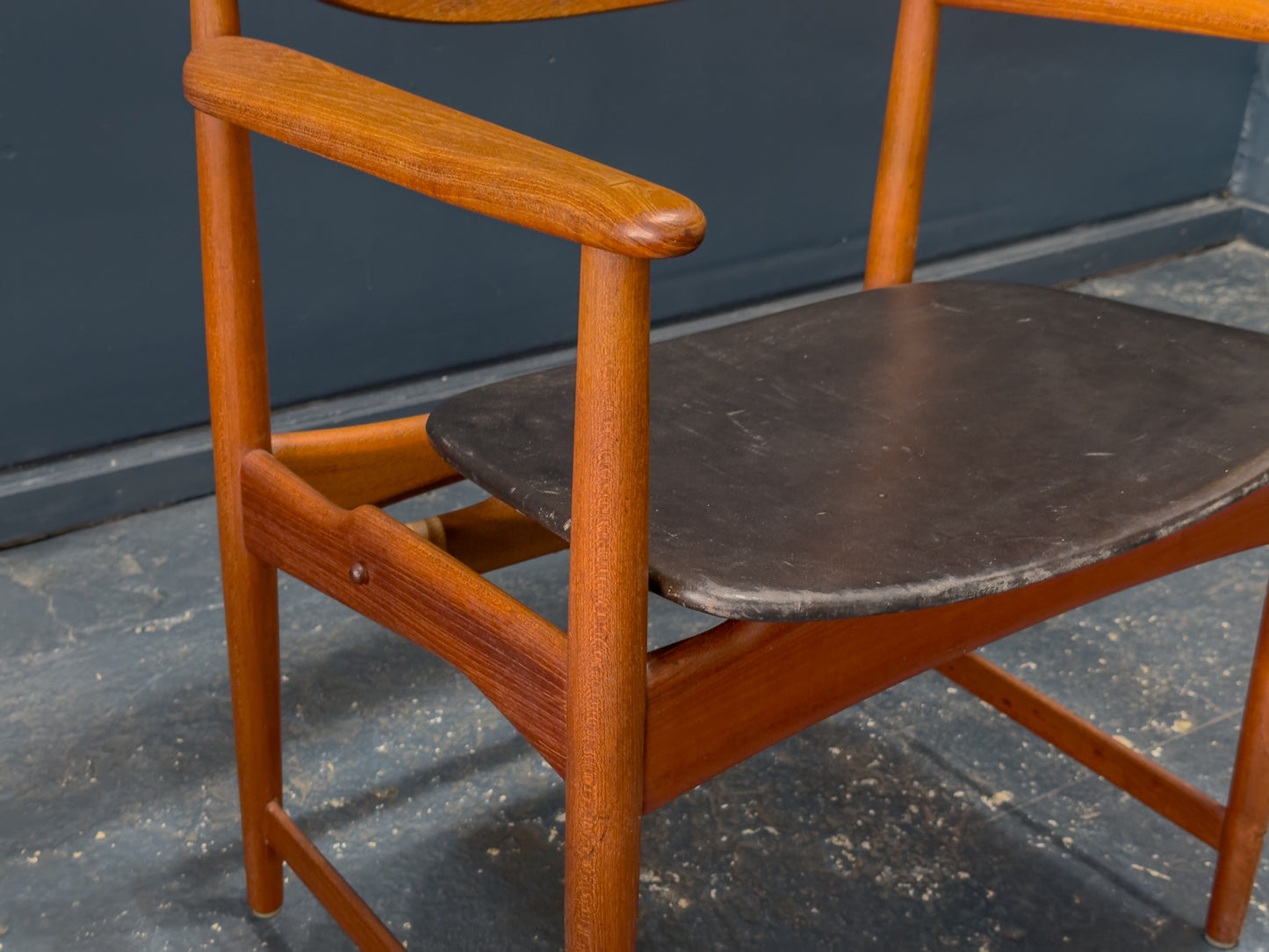 Teak and Leather Chair by Arne Hovmand-Olsen