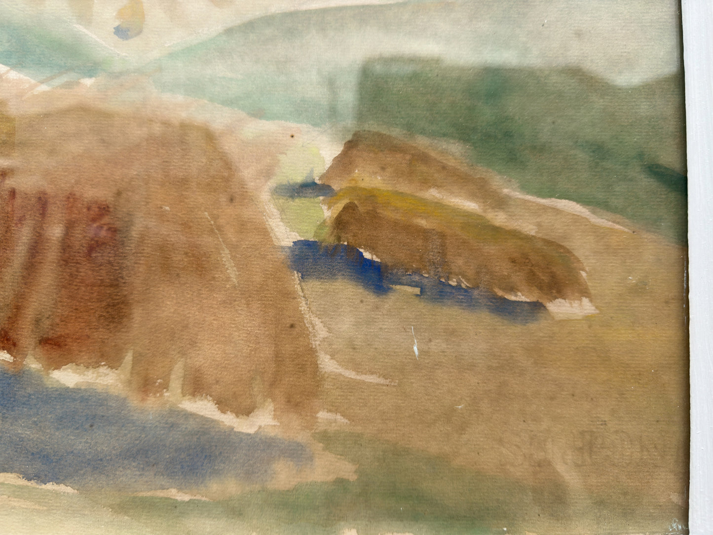 Watercolour of Hay Bales in a Field