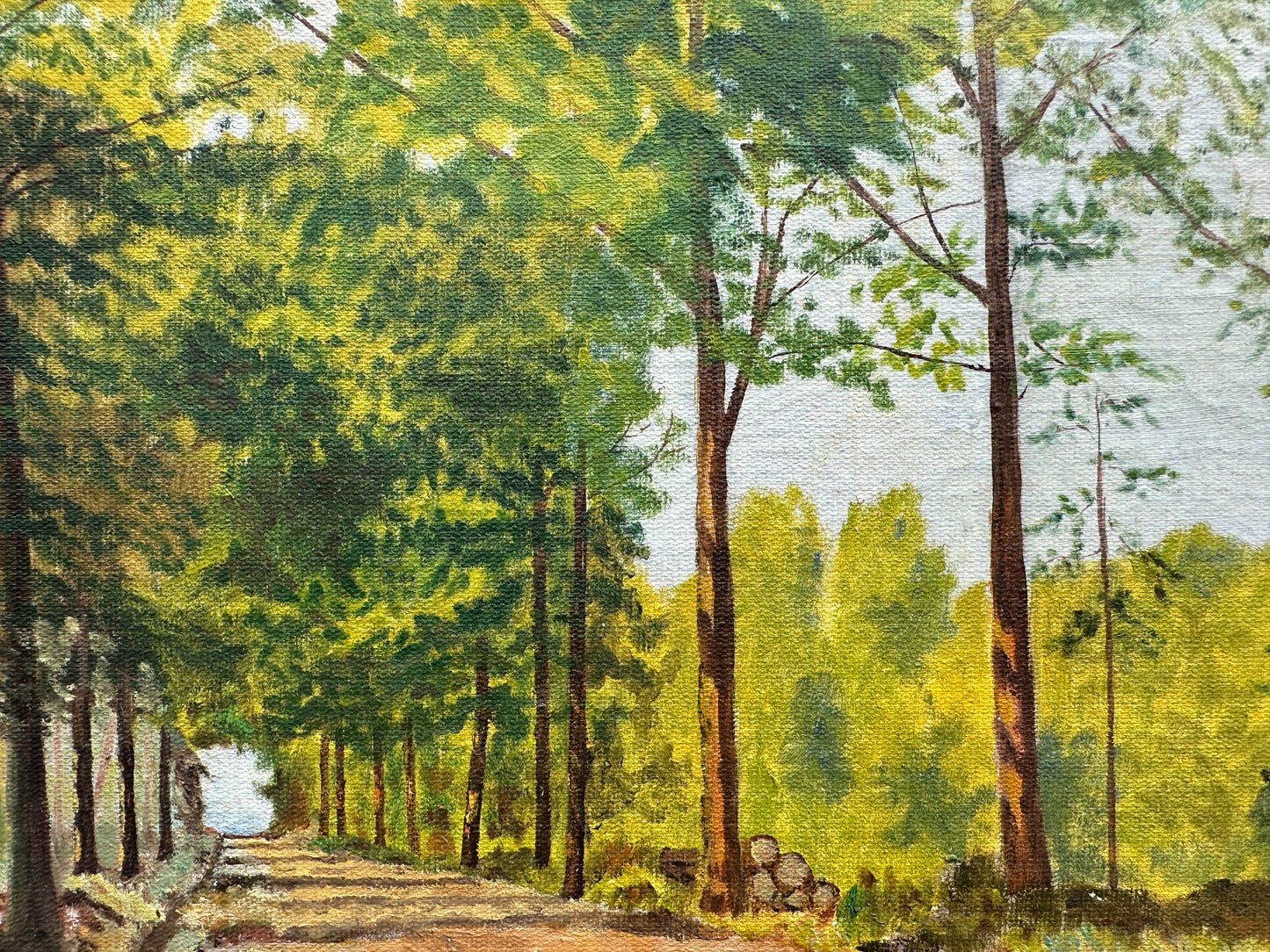 Painting of a tree lined path