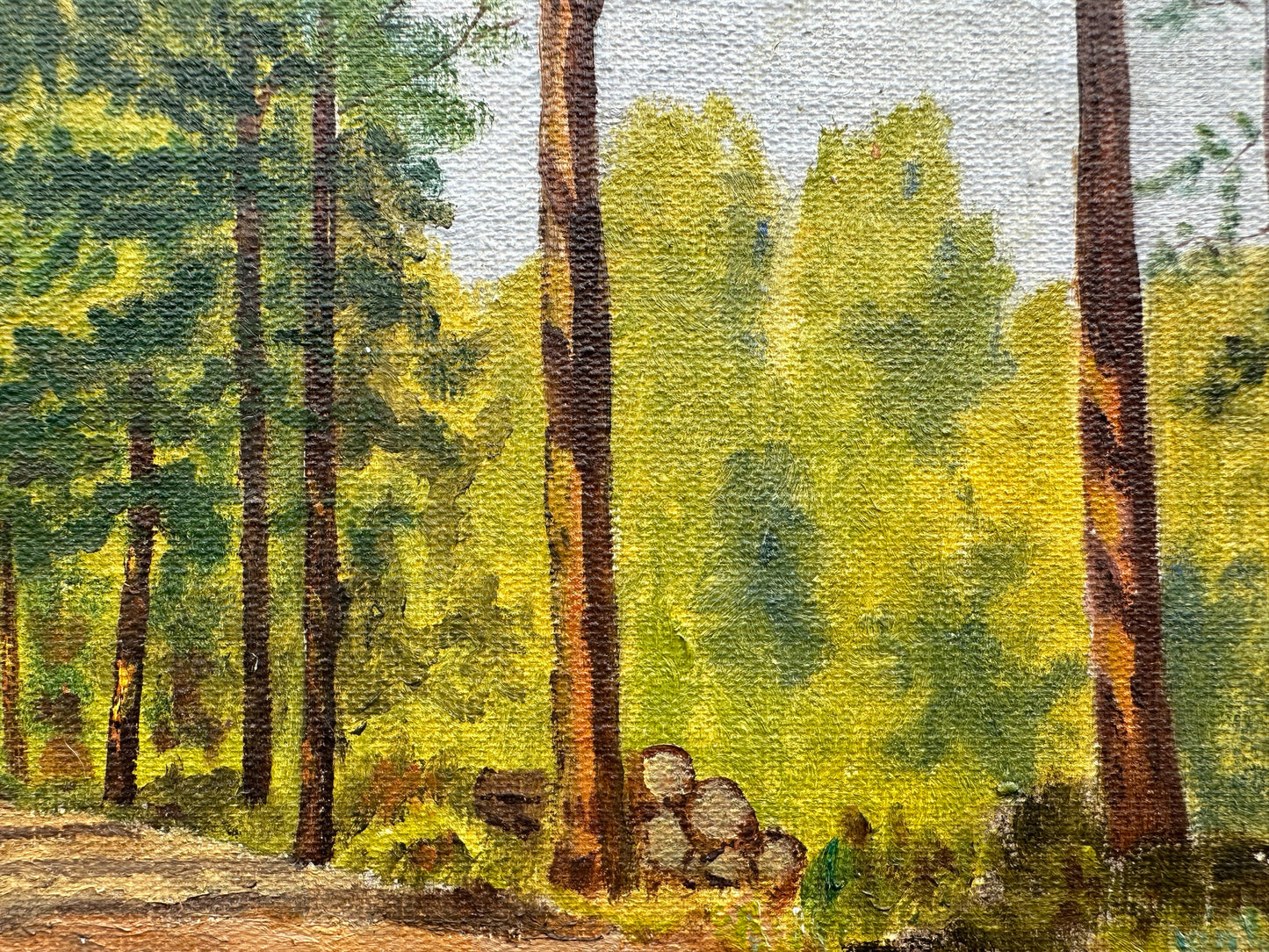 Painting of a tree lined path