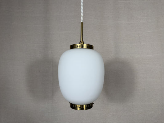 Bent Karbly Opal Glass Small Pendant Light