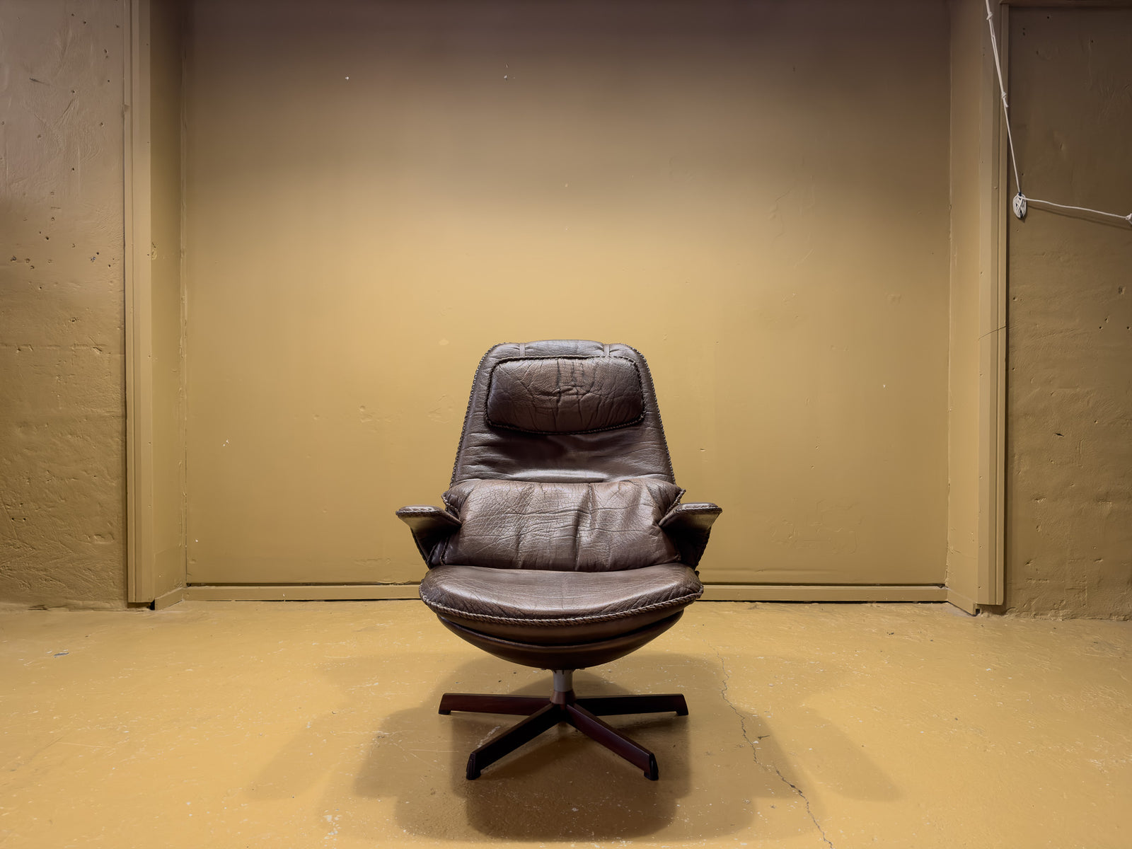 Madsen & Schubell Brown Leather Armchair and Ottoman