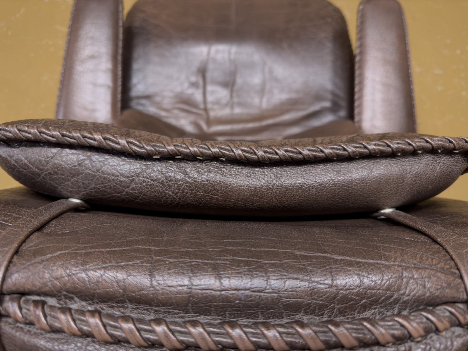 Madsen & Schubell Brown Leather Armchair and Ottoman