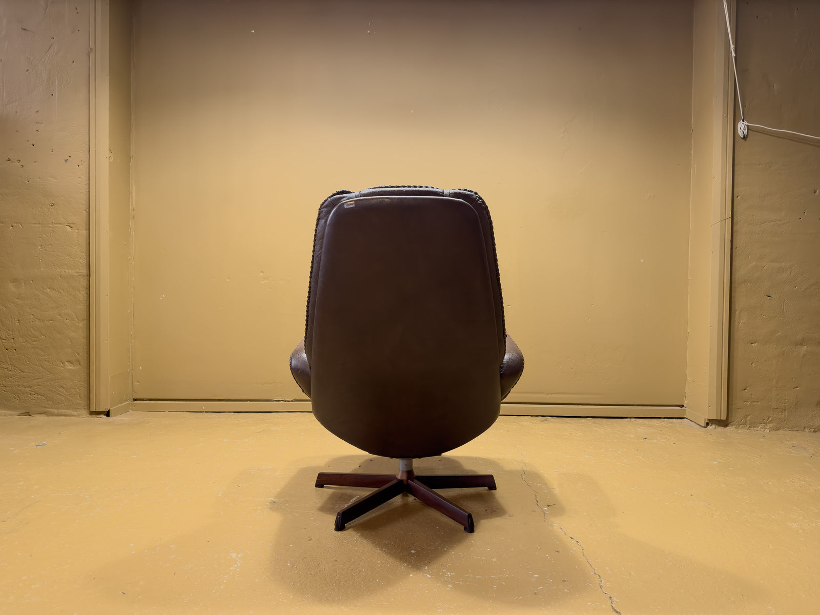 Madsen & Schubell Brown Leather Armchair and Ottoman