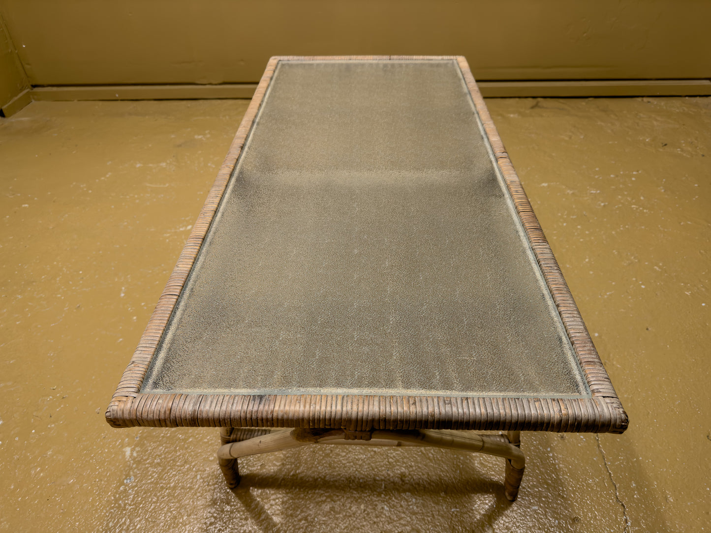 Glass-Top Bamboo Table
