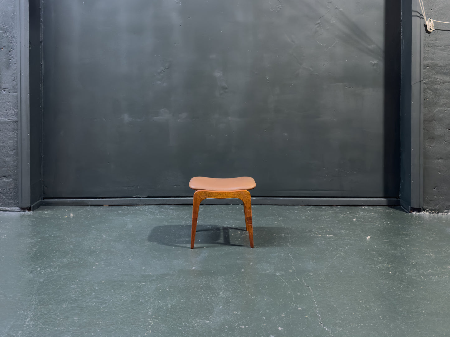 Leather and Teak Stool