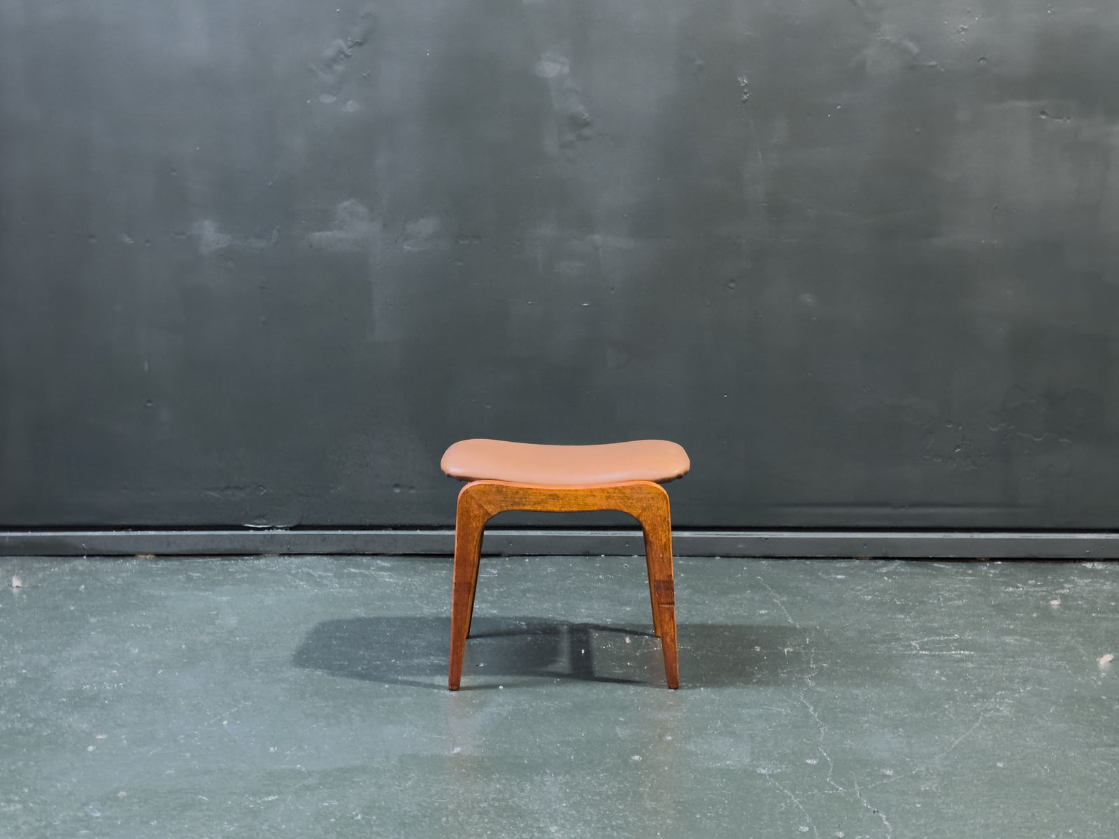 Leather and Teak Stool