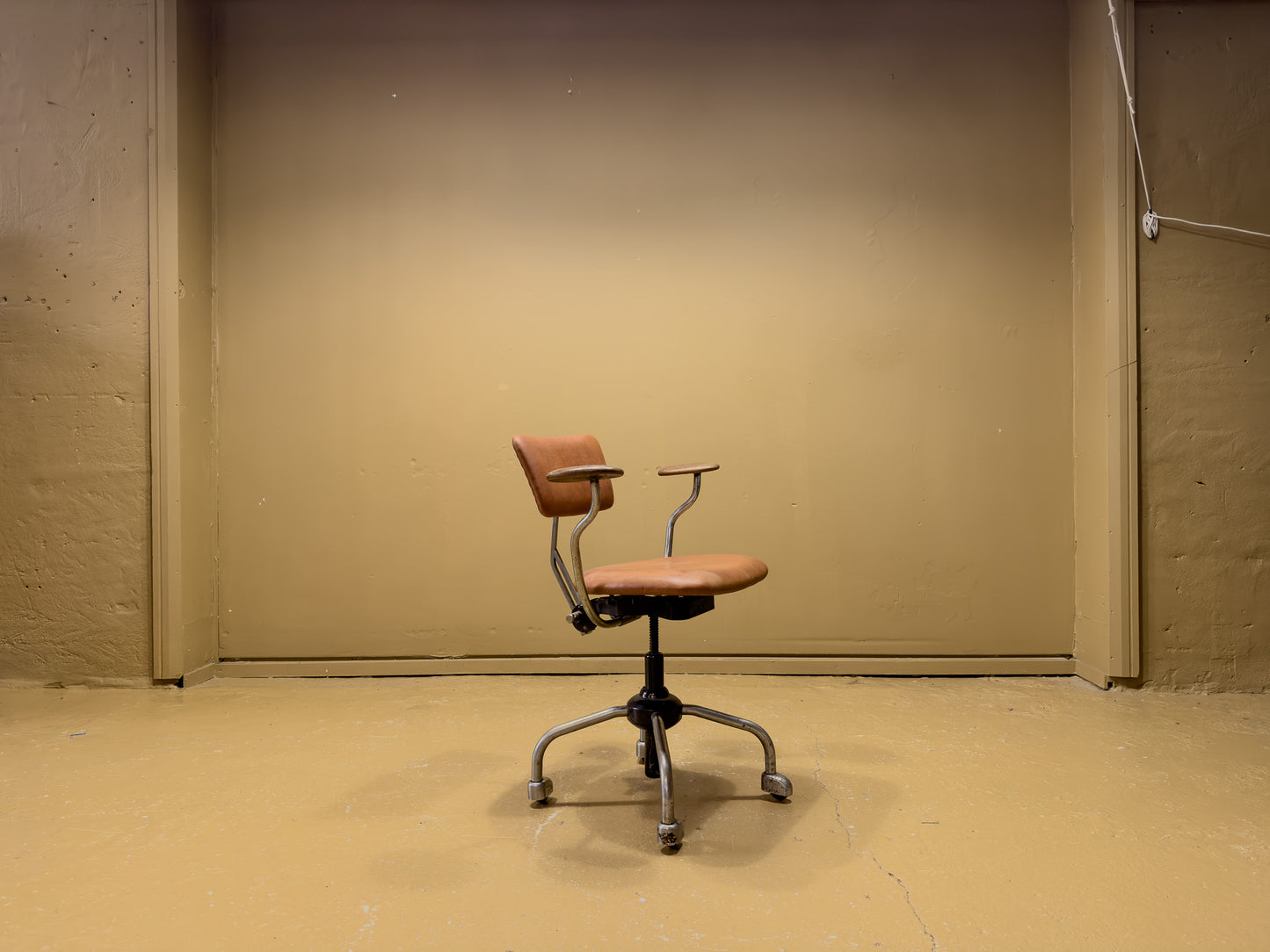 Jorgen Rasmussen Leather and Chrome Desk Chair with Arms