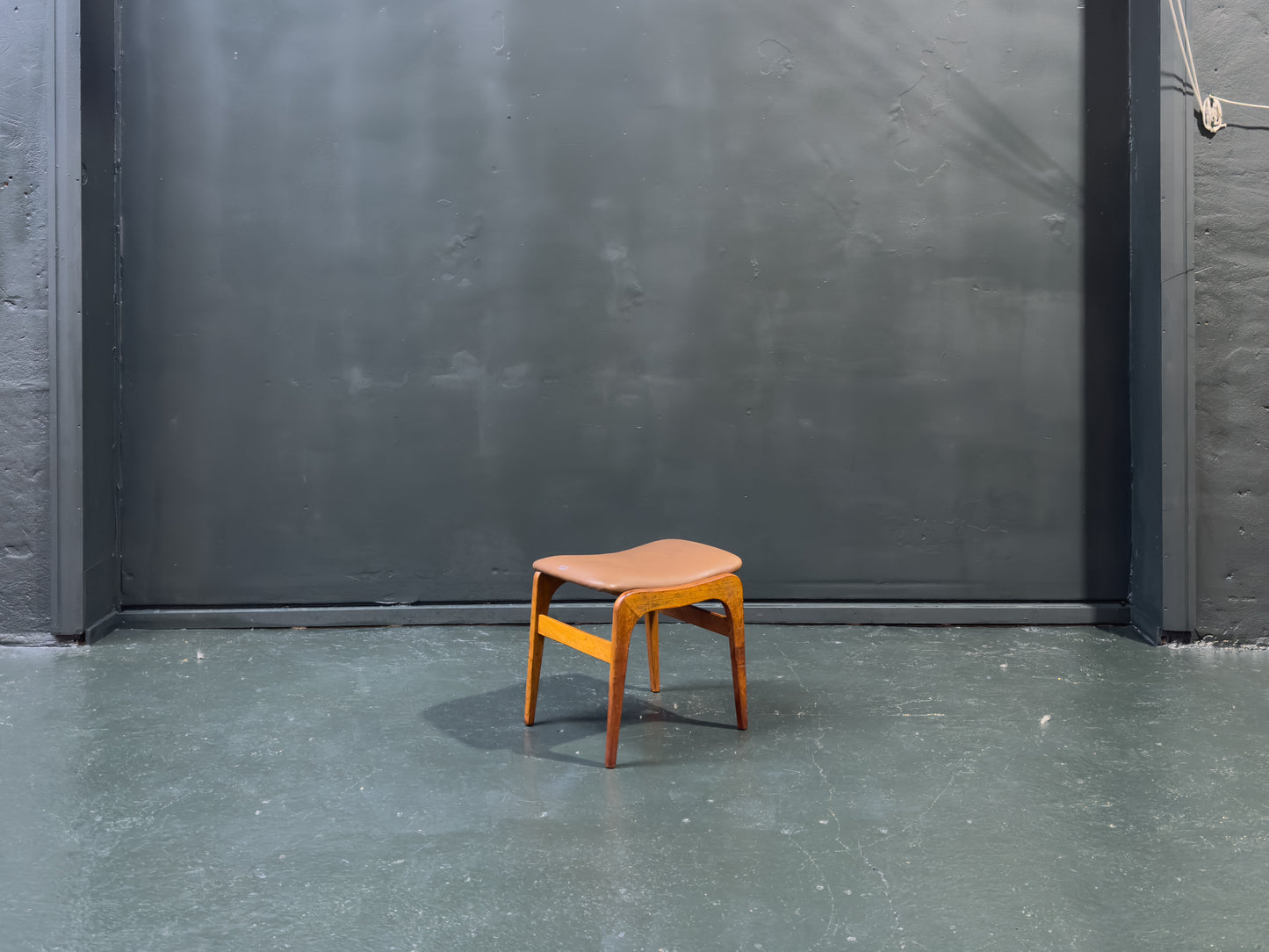 Leather and Teak Stool