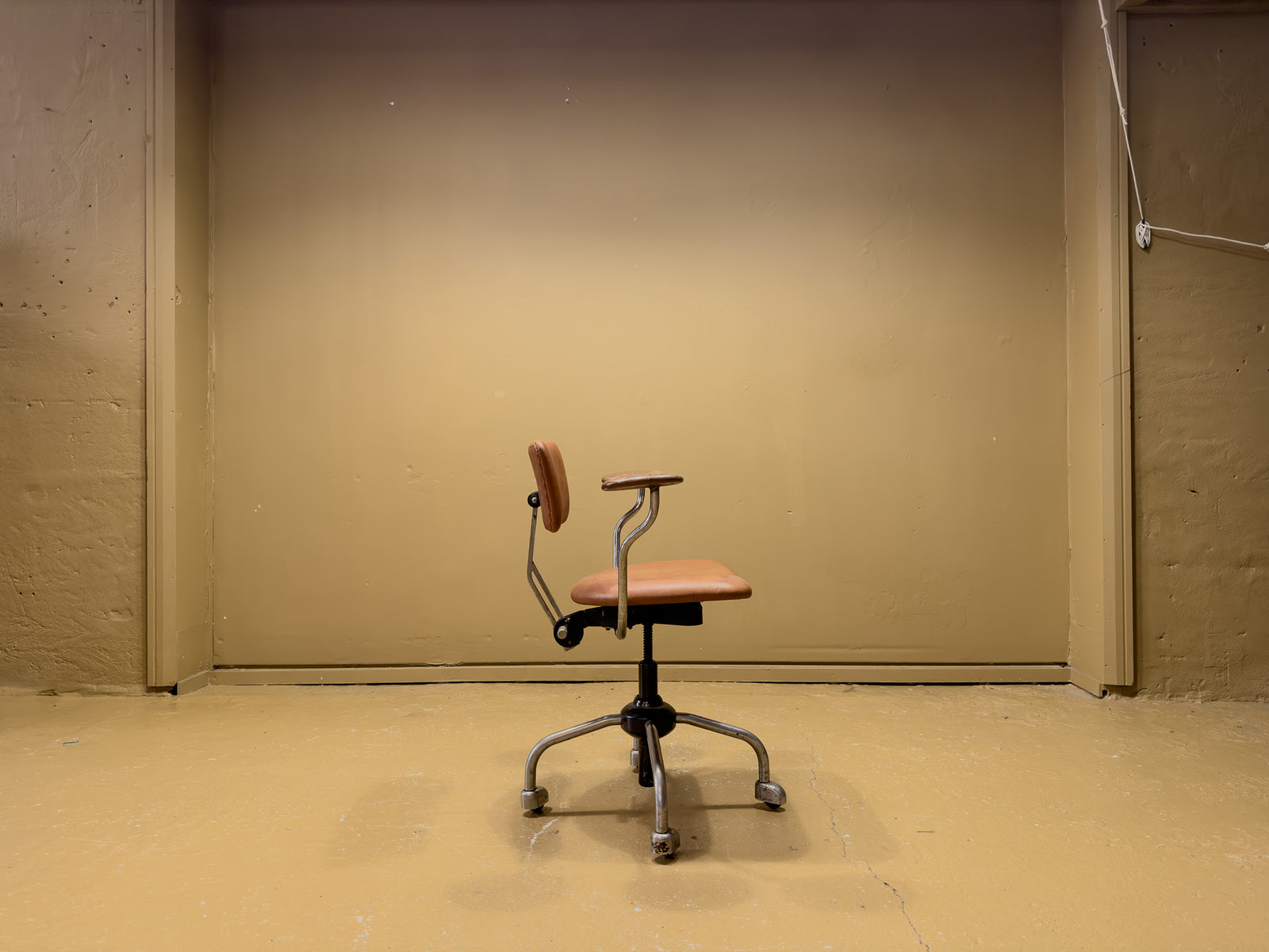 Jorgen Rasmussen Leather and Chrome Desk Chair with Arms