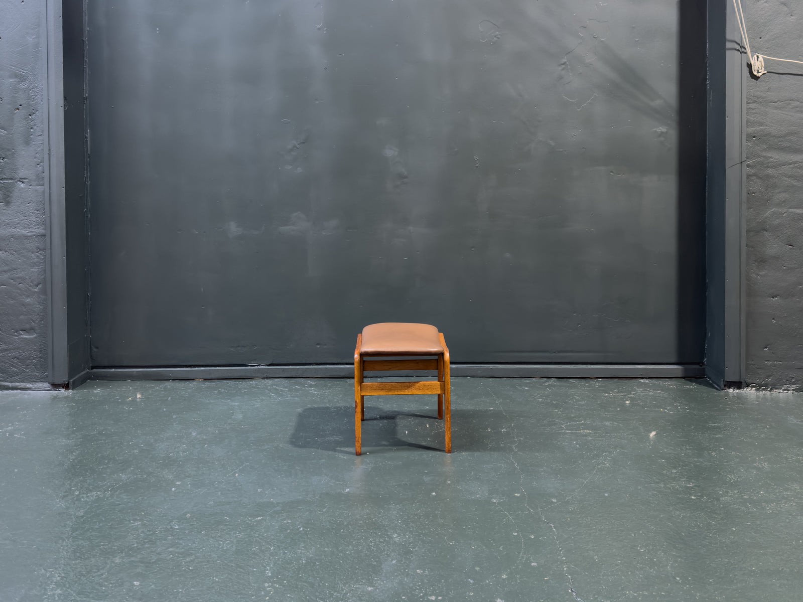 Leather and Teak Stool