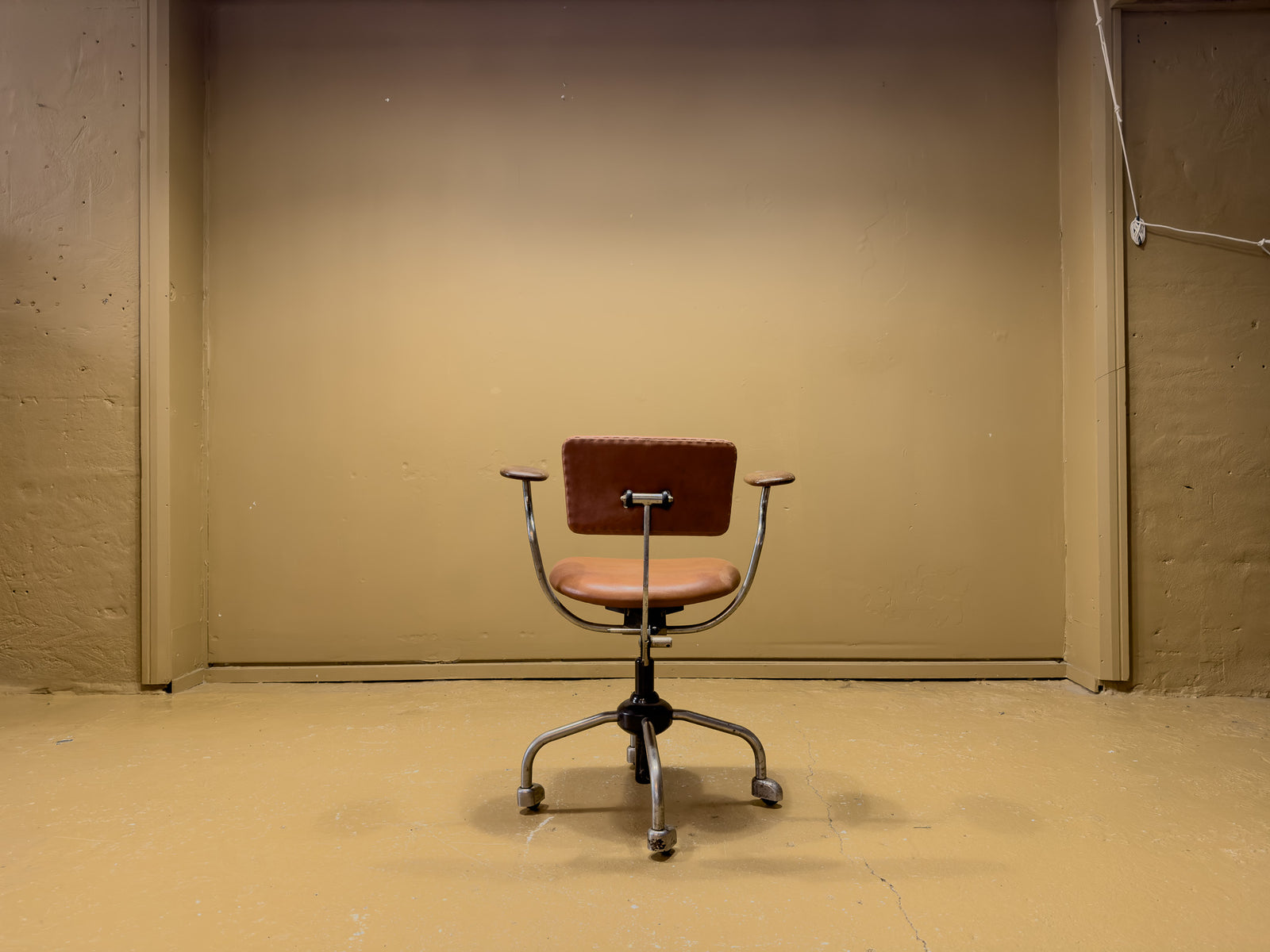 Jorgen Rasmussen Leather and Chrome Desk Chair with Arms