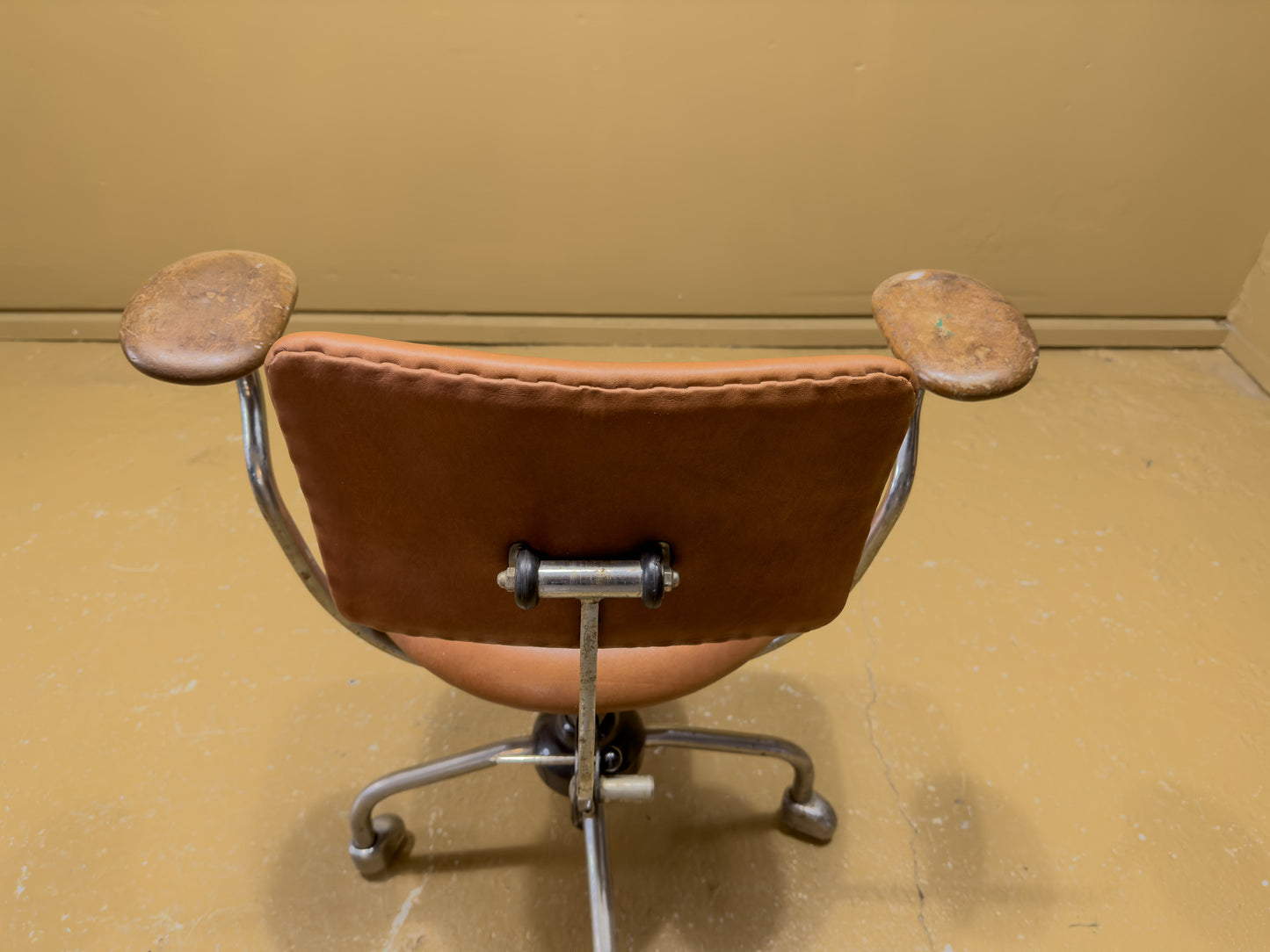 Jorgen Rasmussen Leather and Chrome Desk Chair with Arms