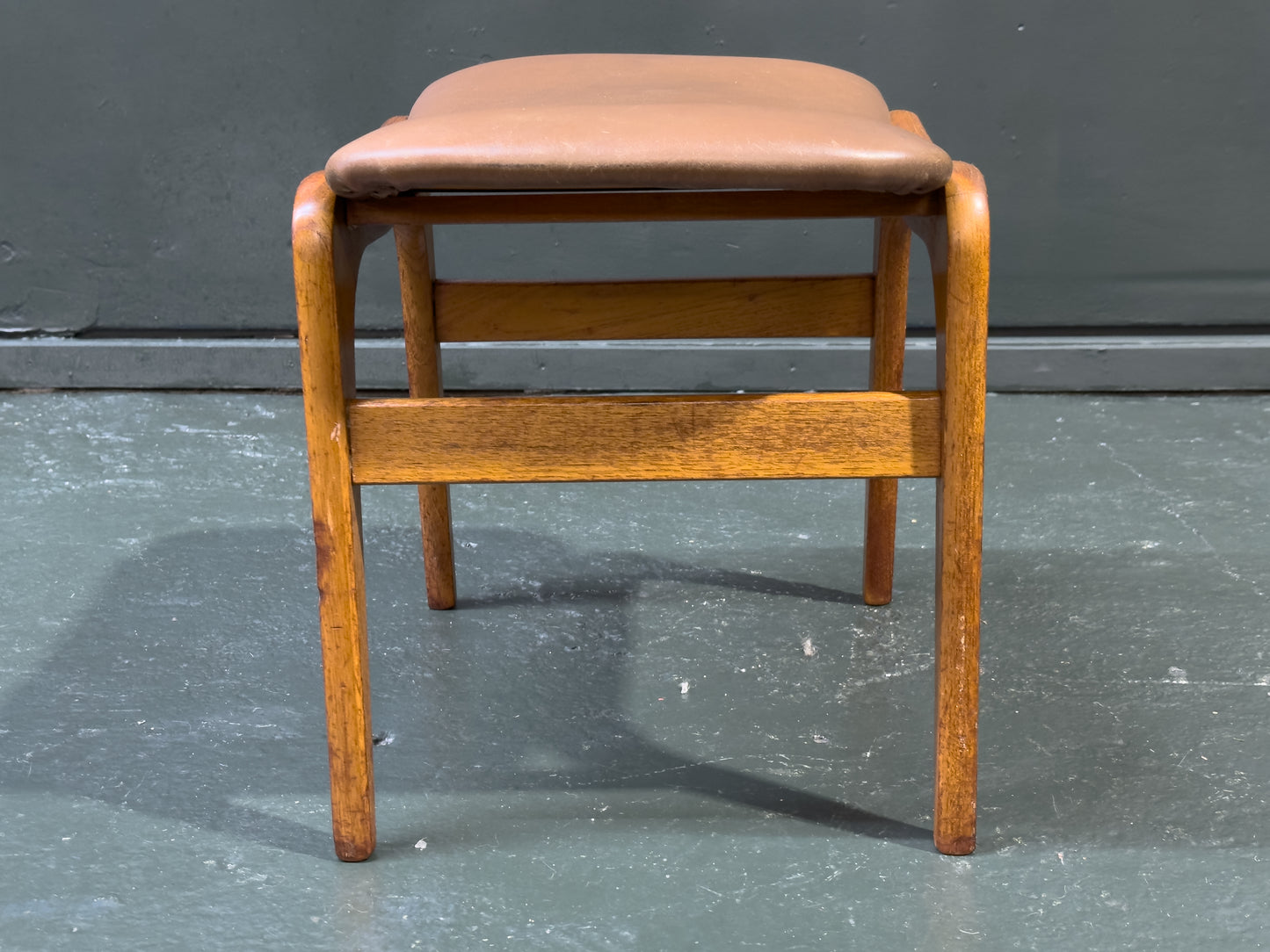 Leather and Teak Stool