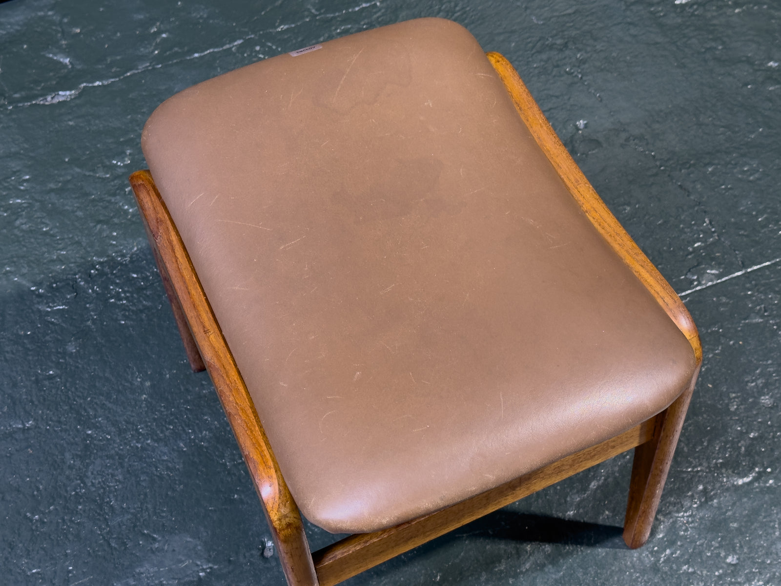 Leather and Teak Stool