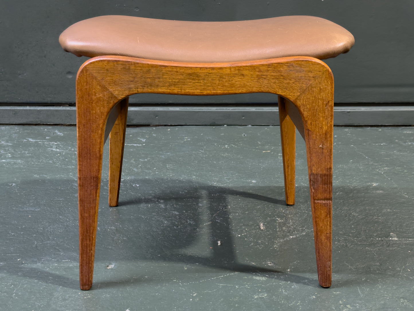 Leather and Teak Stool