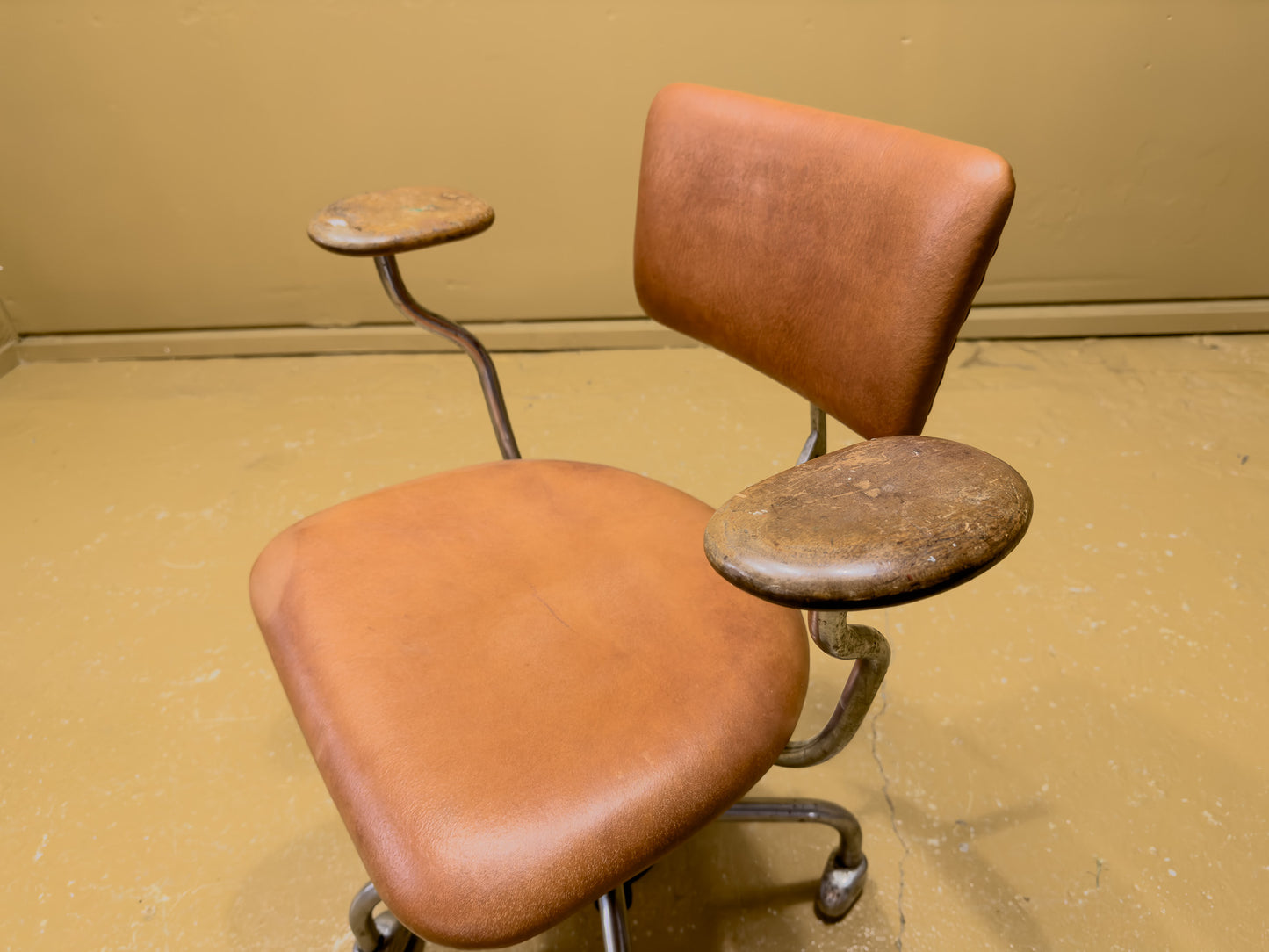 Jorgen Rasmussen Leather and Chrome Desk Chair with Arms