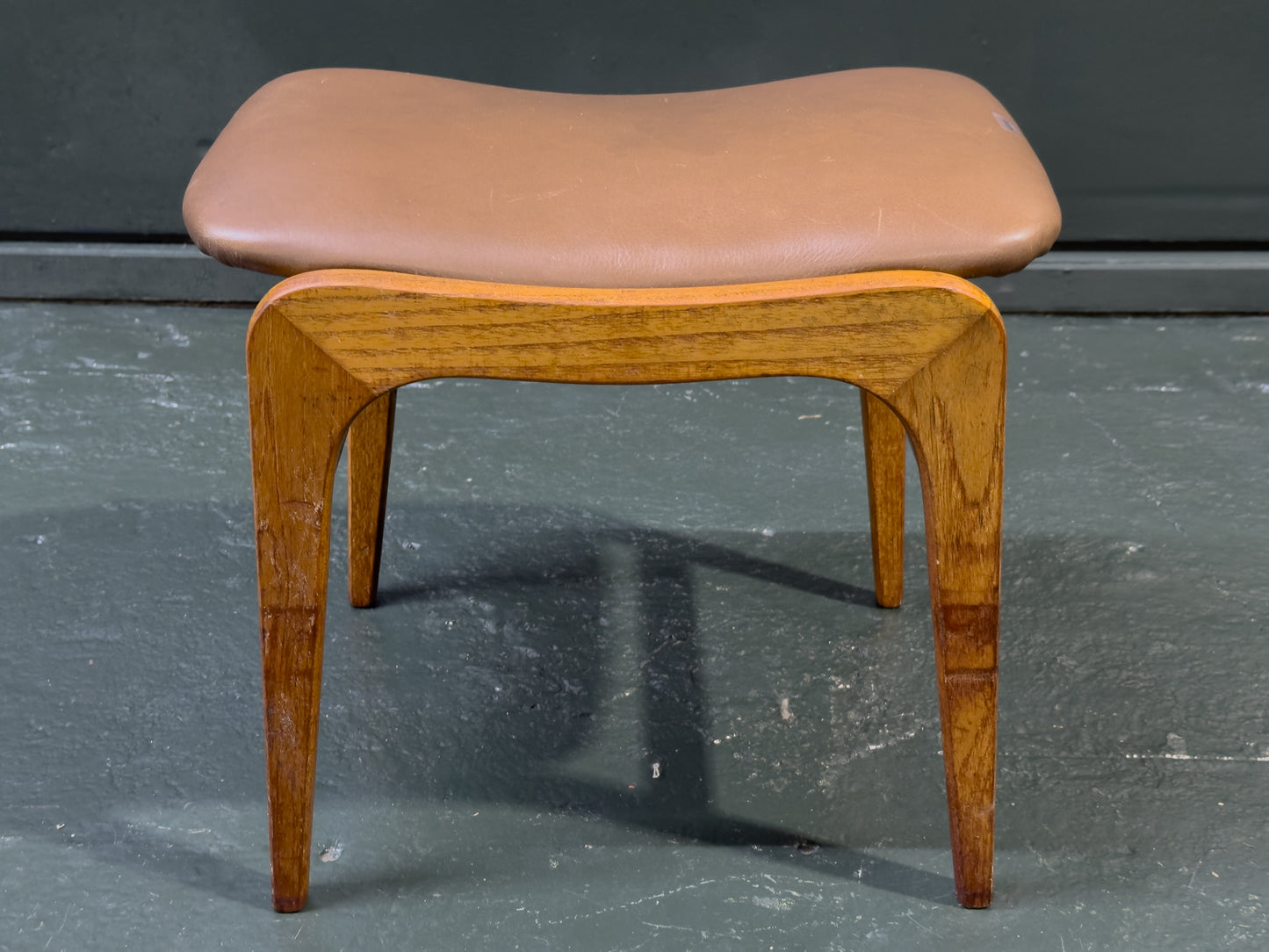 Leather and Teak Stool