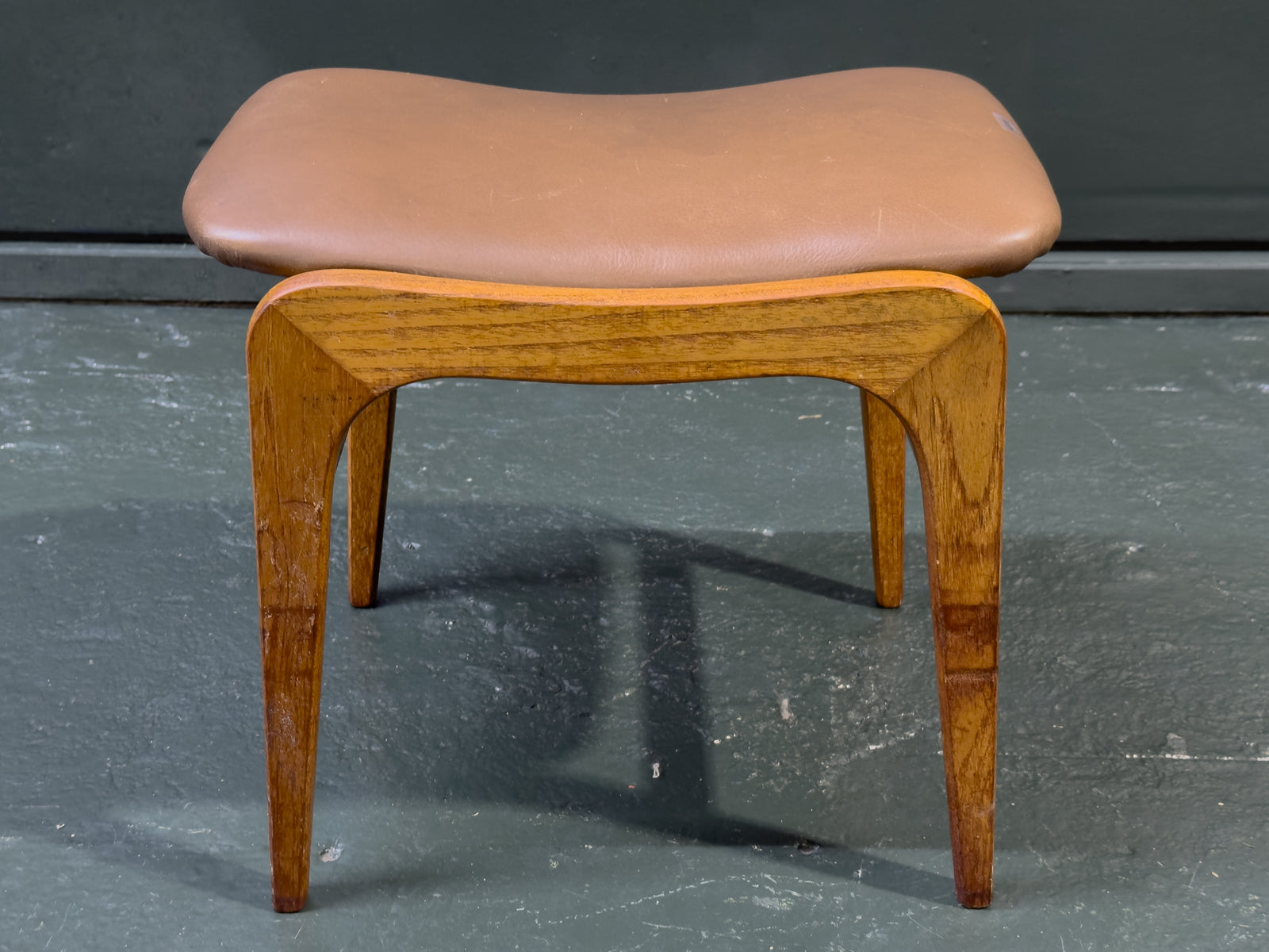 Leather and Teak Stool