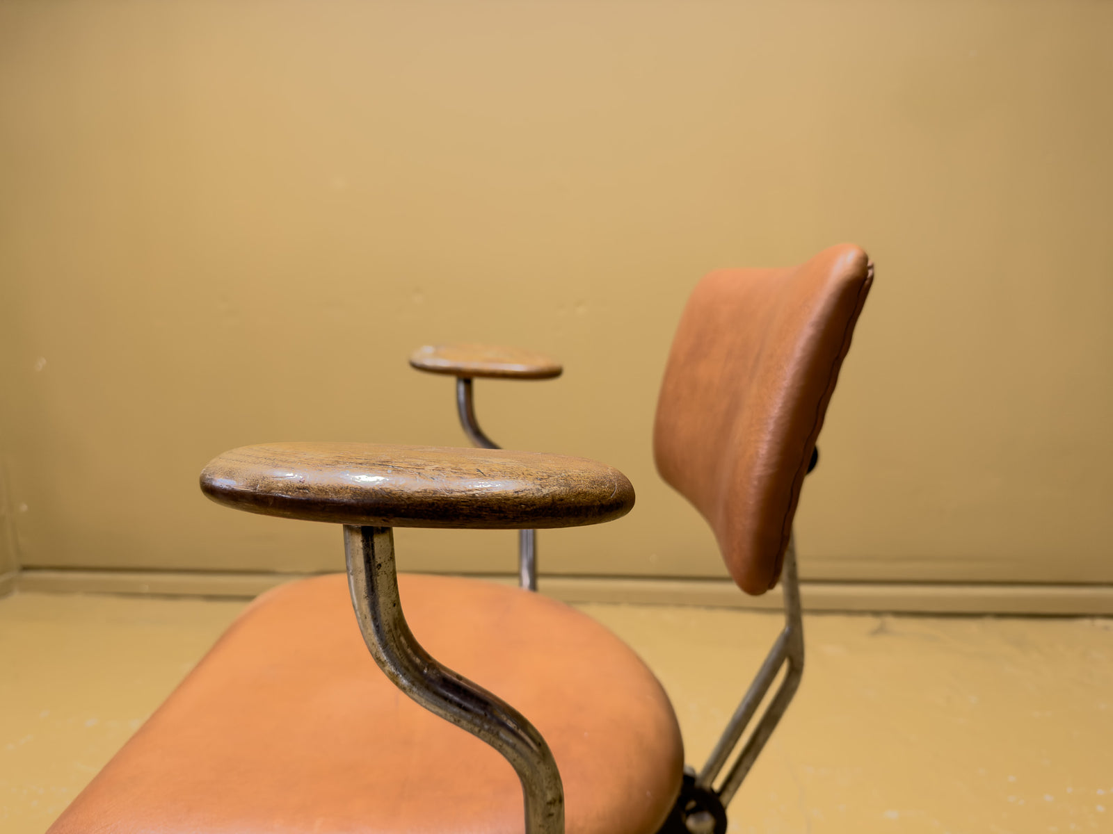 Jorgen Rasmussen Leather and Chrome Desk Chair with Arms