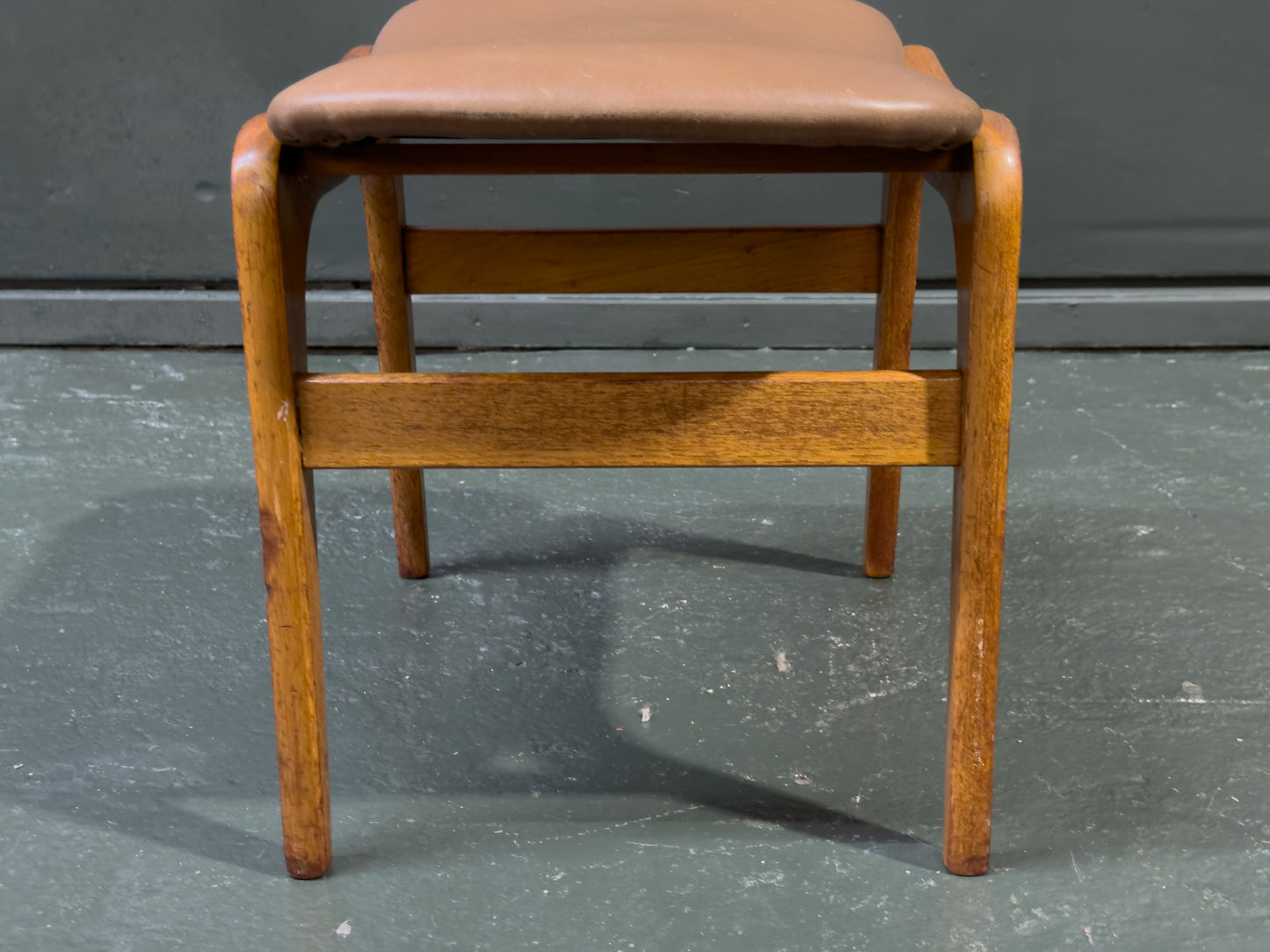 Leather and Teak Stool