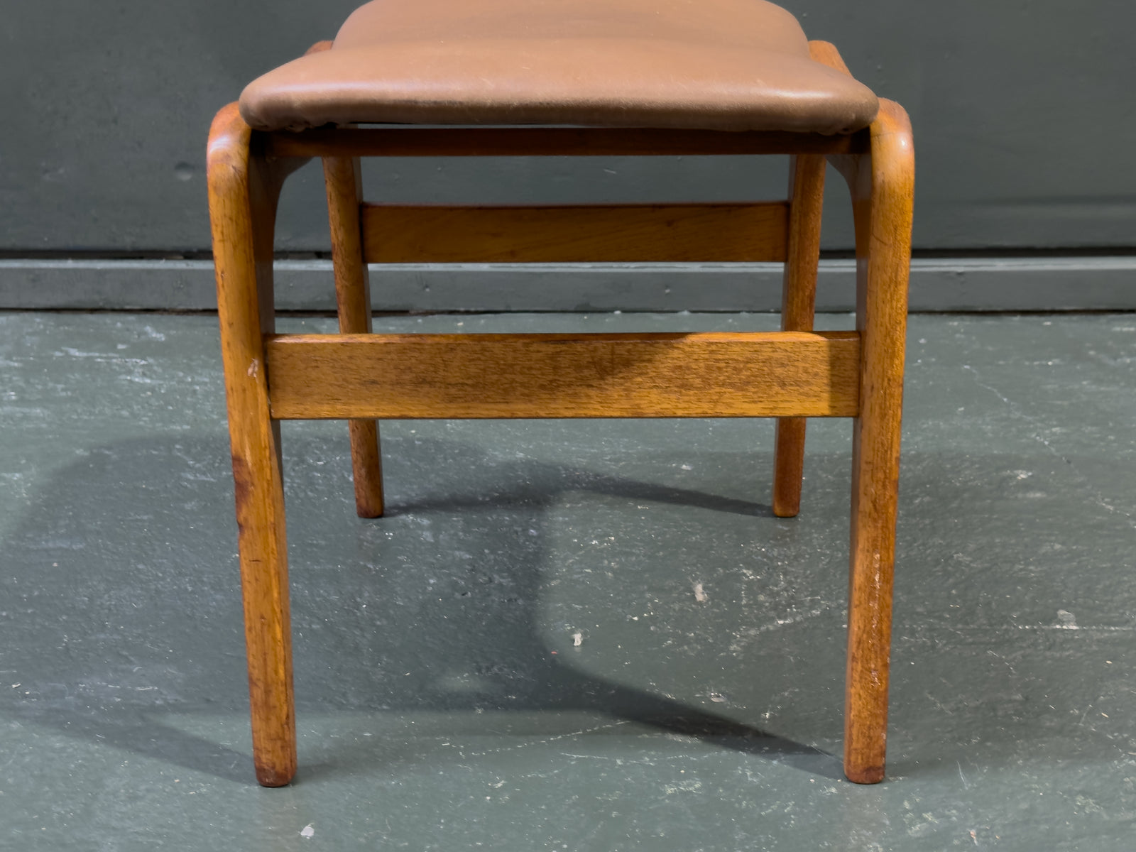 Leather and Teak Stool