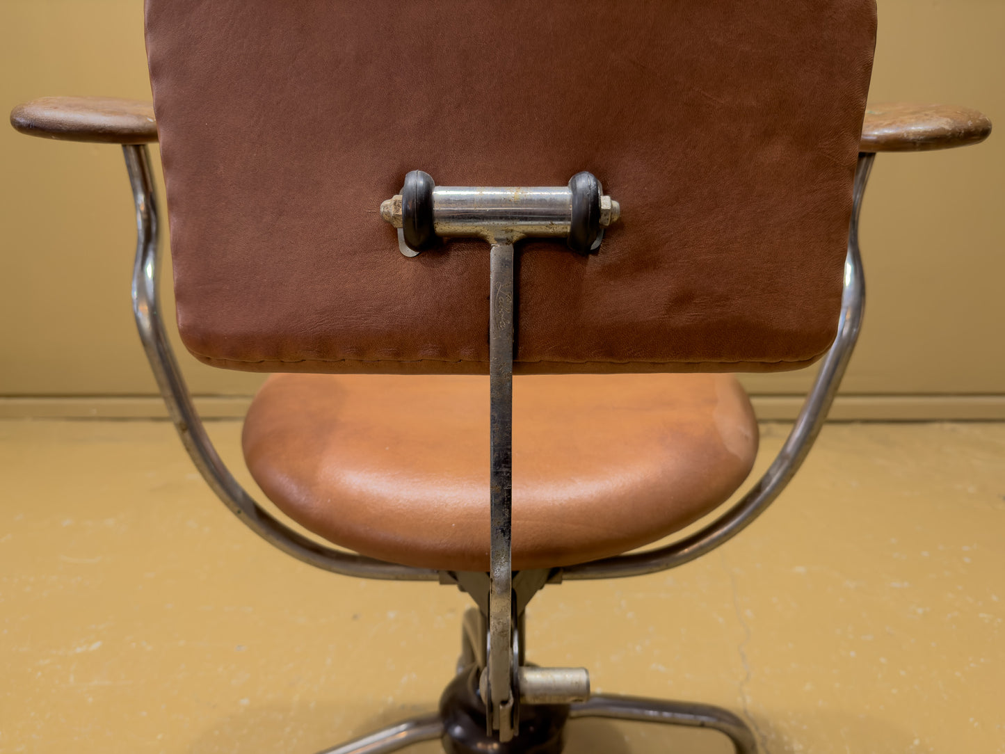 Jorgen Rasmussen Leather and Chrome Desk Chair with Arms