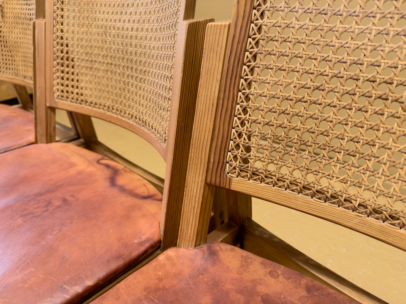 Kai Lyngfeldt Larsen Set of 5 Pine and Cane Chairs