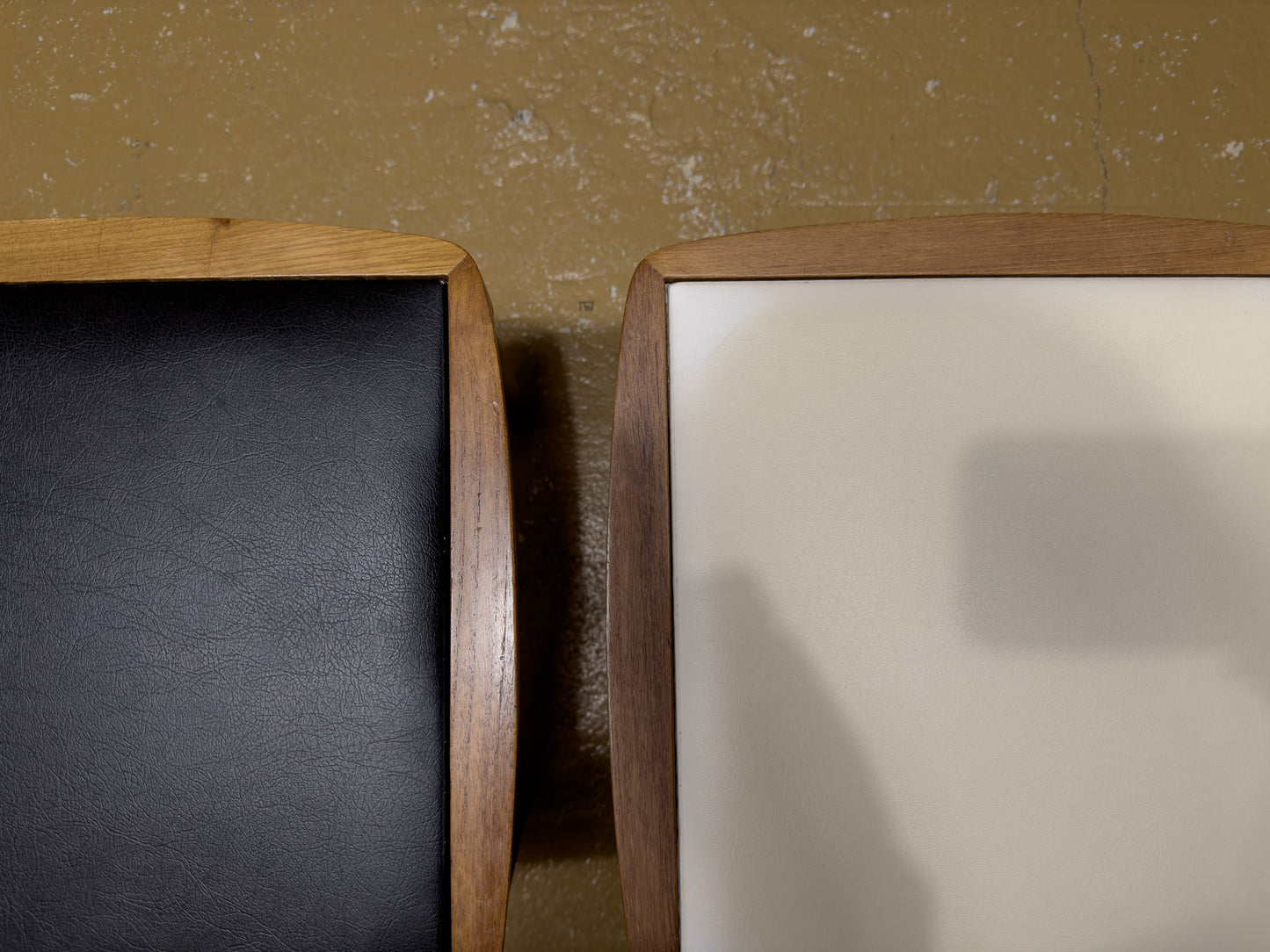 Black and white leather stools