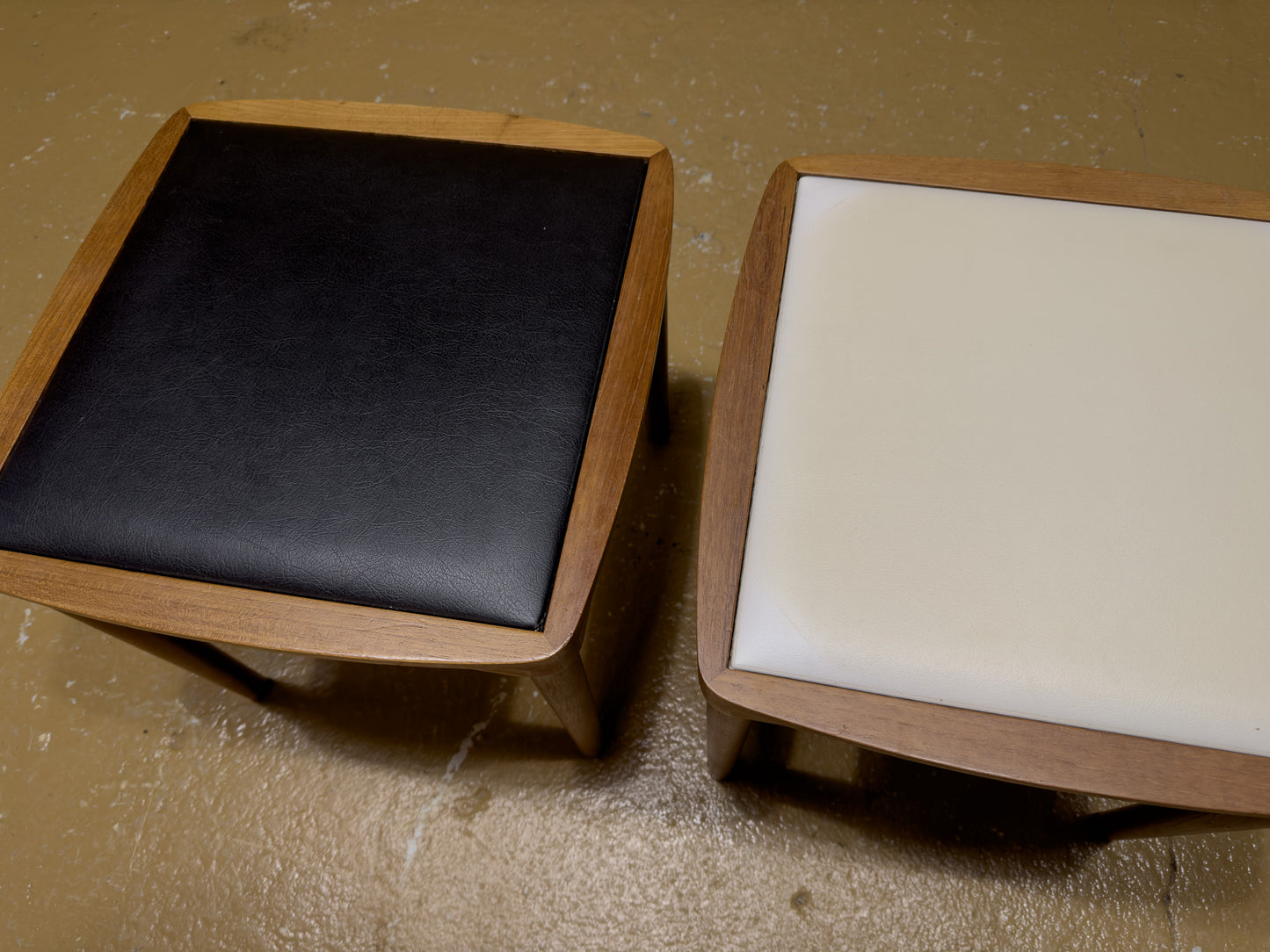 Black and white leather stools
