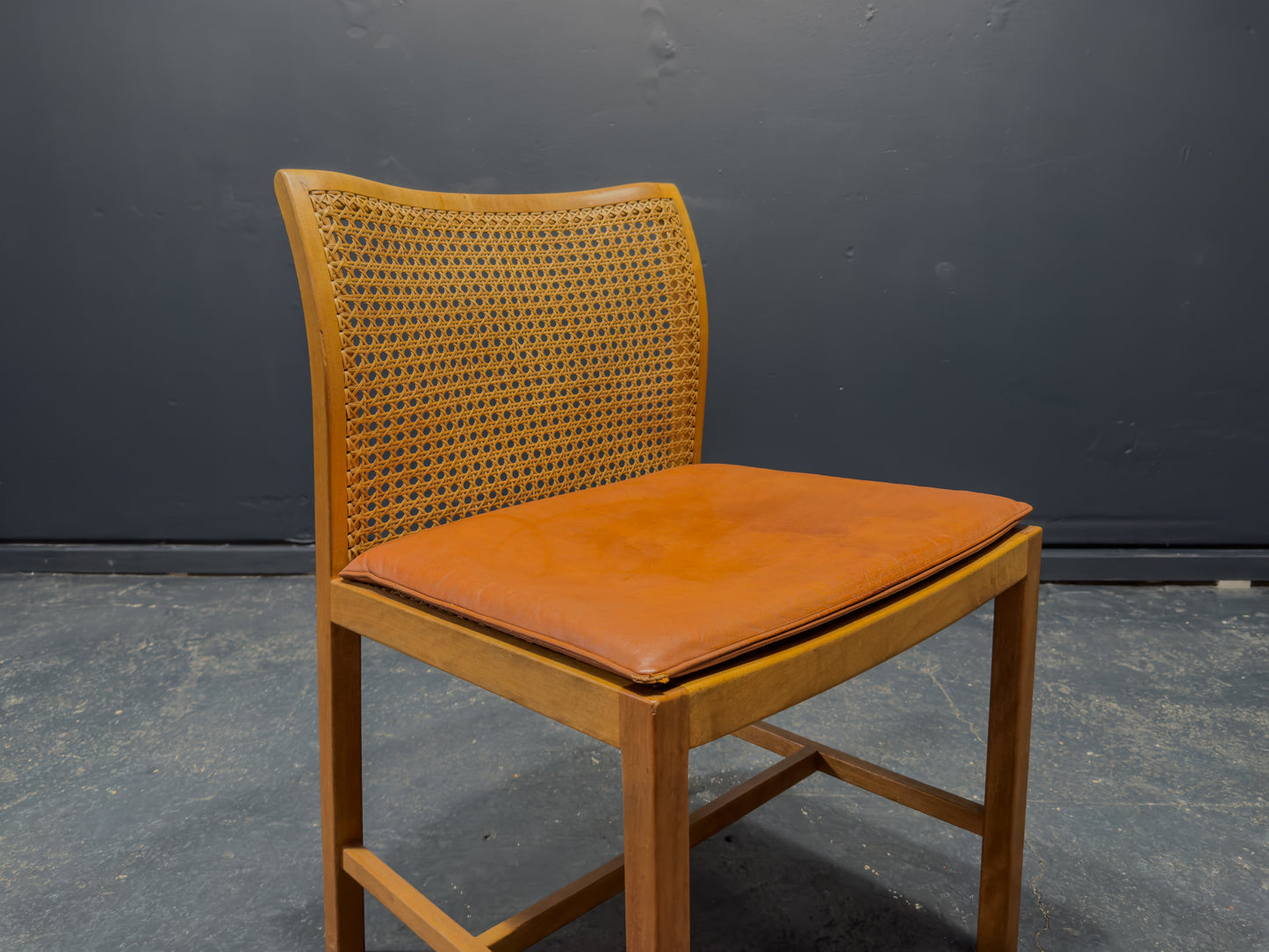 Ditte and Adrian Heath Cane and Leather Chair