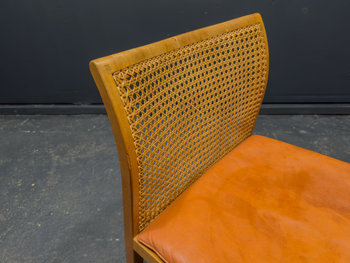 Ditte and Adrian Heath Cane and Leather Chair