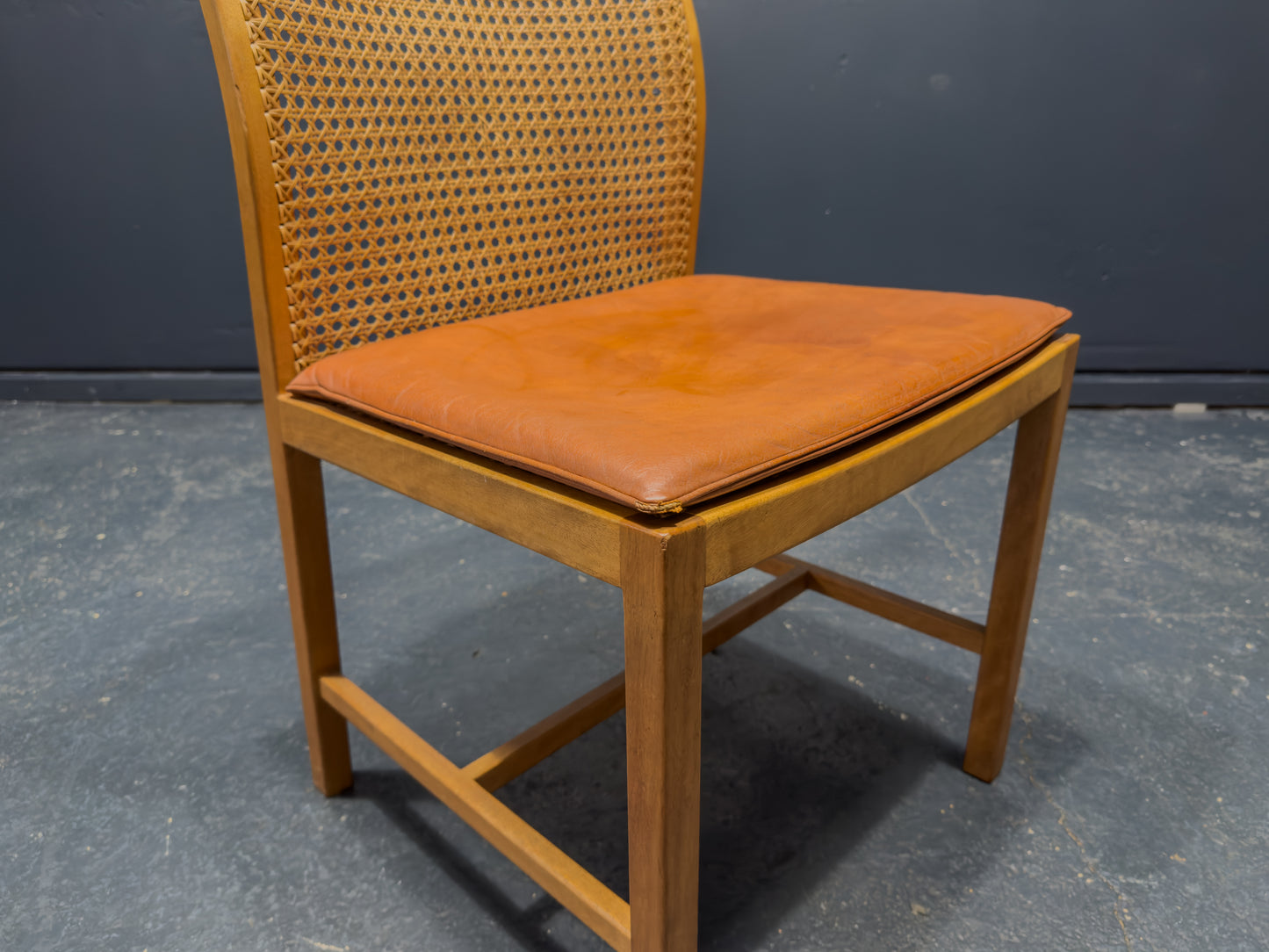 Ditte and Adrian Heath Cane and Leather Chair