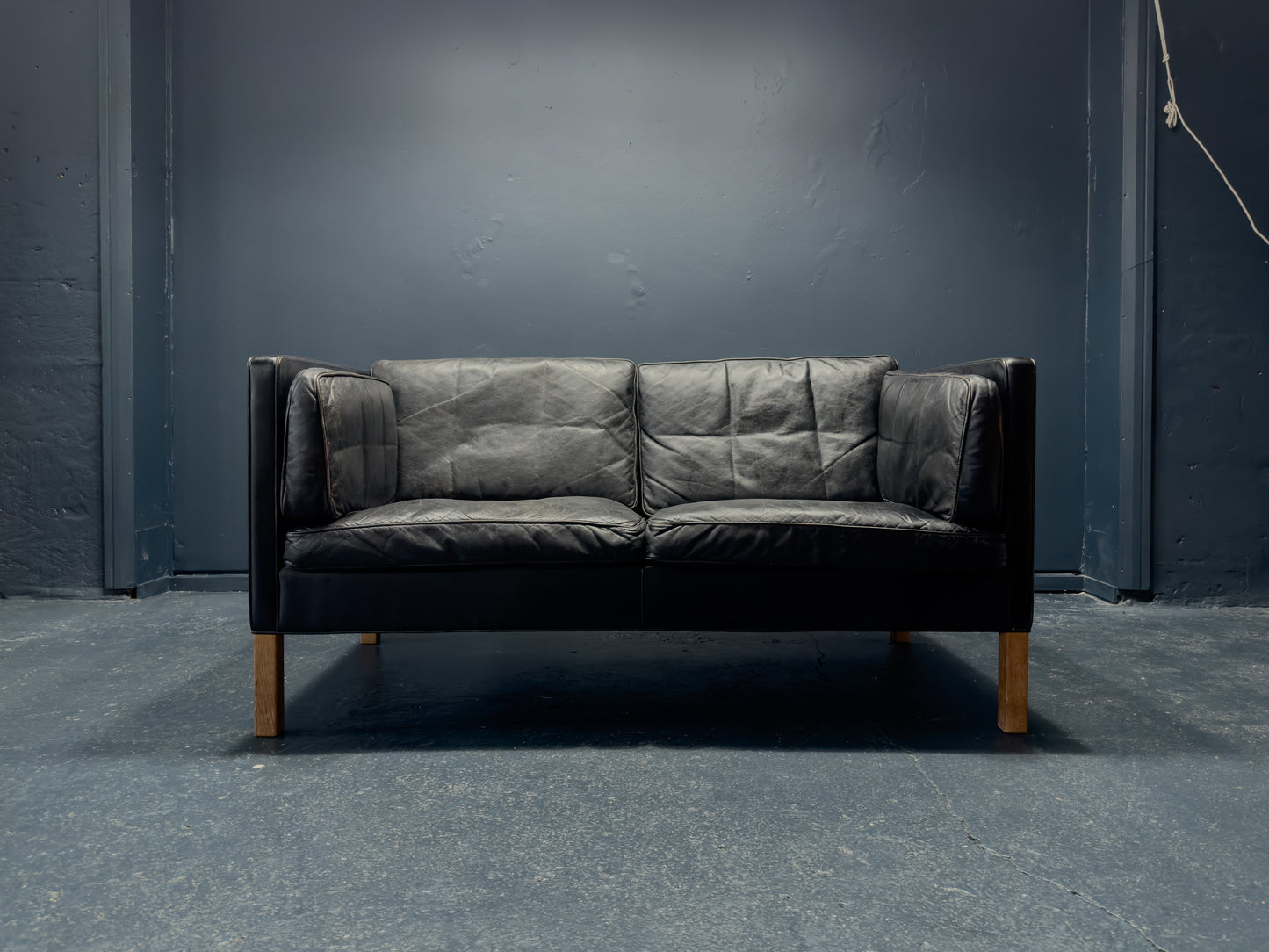 Borge Mogensen Black Leather Sofa