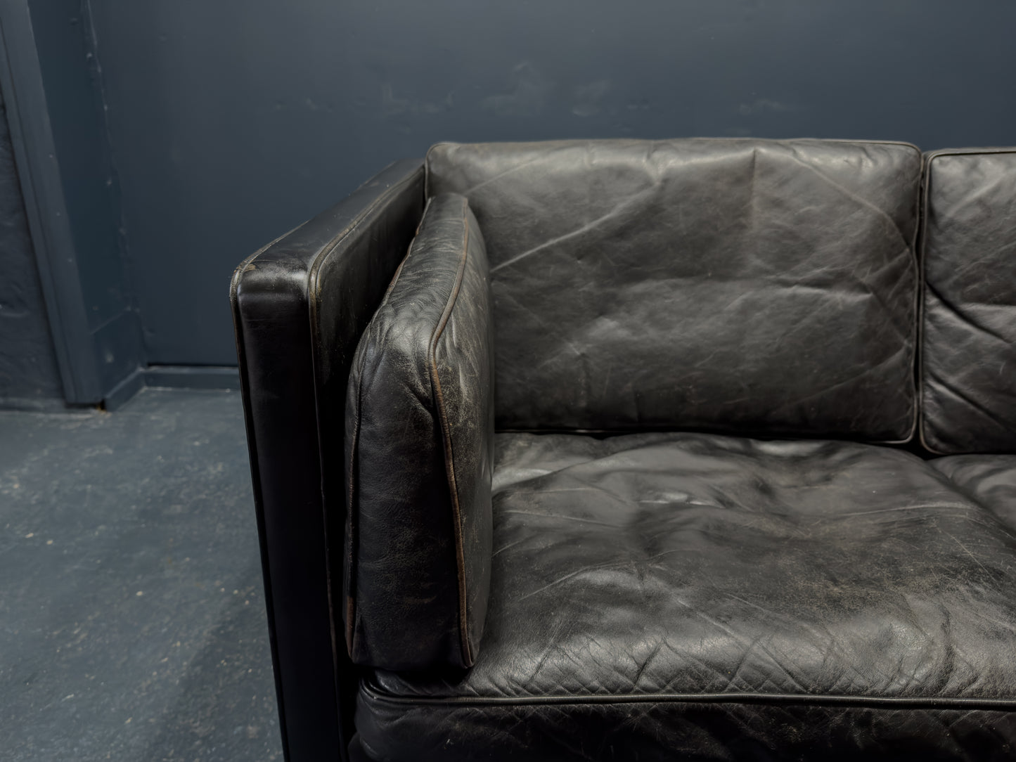 Borge Mogensen Black Leather Sofa